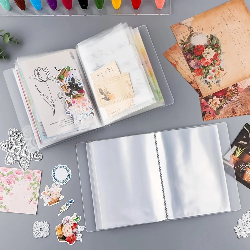 40-Page Classic A6 Photo Storage Album - Zippered Binder Pockets for Scrapbooking, Transparent Protector Sheets for Photo Cards
