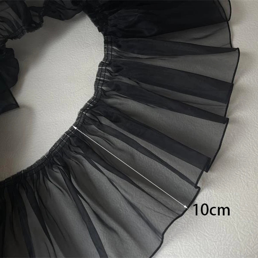 1 Yard Black White Organza Lace Fabric Pleated Waves And Three-Dimensional For Clothing Home Trimming Accessories Sew Applique