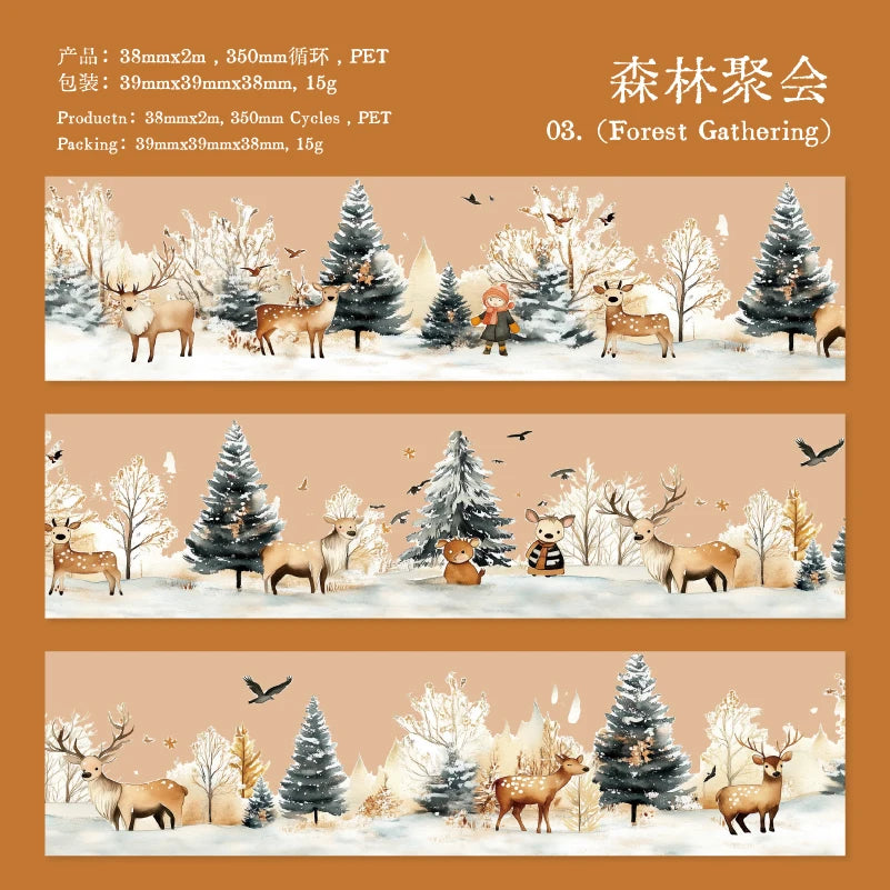 JIANQI 38mm*2m PET Winter snow scenery Tapes DIY Scrapbooking Decor Photo Album Collage Journalling Materials Aesthetics Sticker