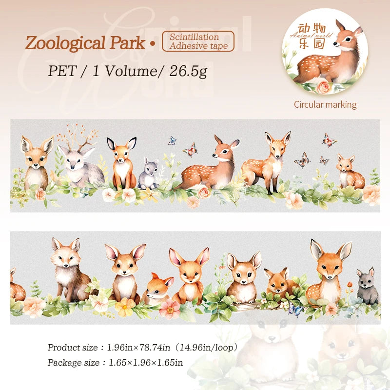 JIANQI 50mm*2m Animal World landscape Tapes DIY Scrapbooking Decor Photo Album Collage Journalling Materials Stickers