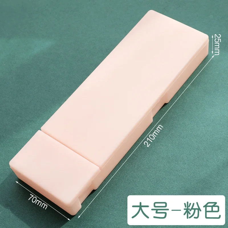Pencil Cases School Office Simple Matte Transparent Plastic Box Frosted Pink Green White Pens Storage Stationery Supplies