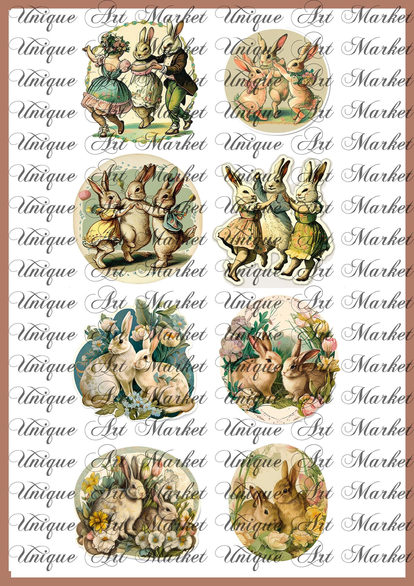 Vintage Easter bunnies Ephemera sticker, Easter Bunny , Easter Ephemera , Journal Printable, Junk Journal , Collage Paper, Easter Scrapbook,