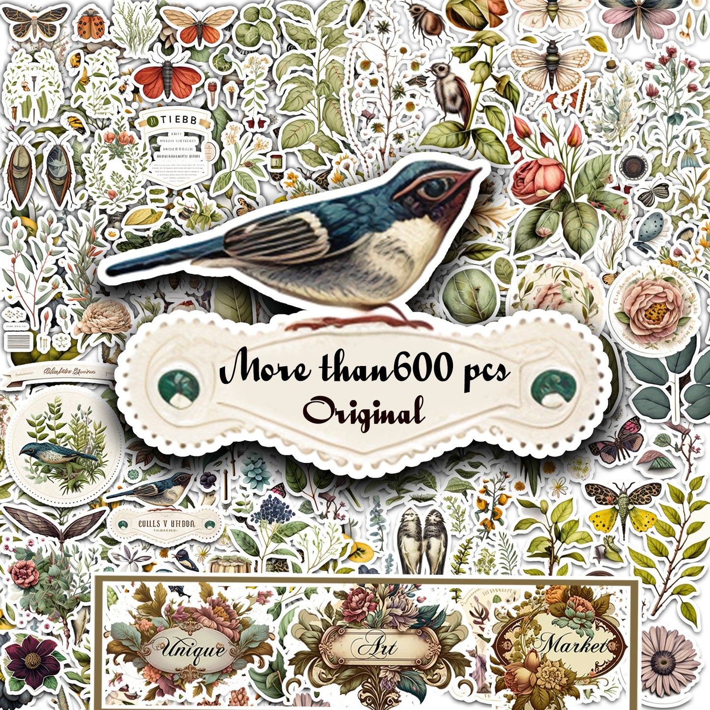 Junk Journal Kit, Fussy Cut, Bird, Bees, Bug, Beekeeper, Printable, Easter, Spring, Egg, Cricut, Ephemera, UniqueArtMarkt , Digital Download