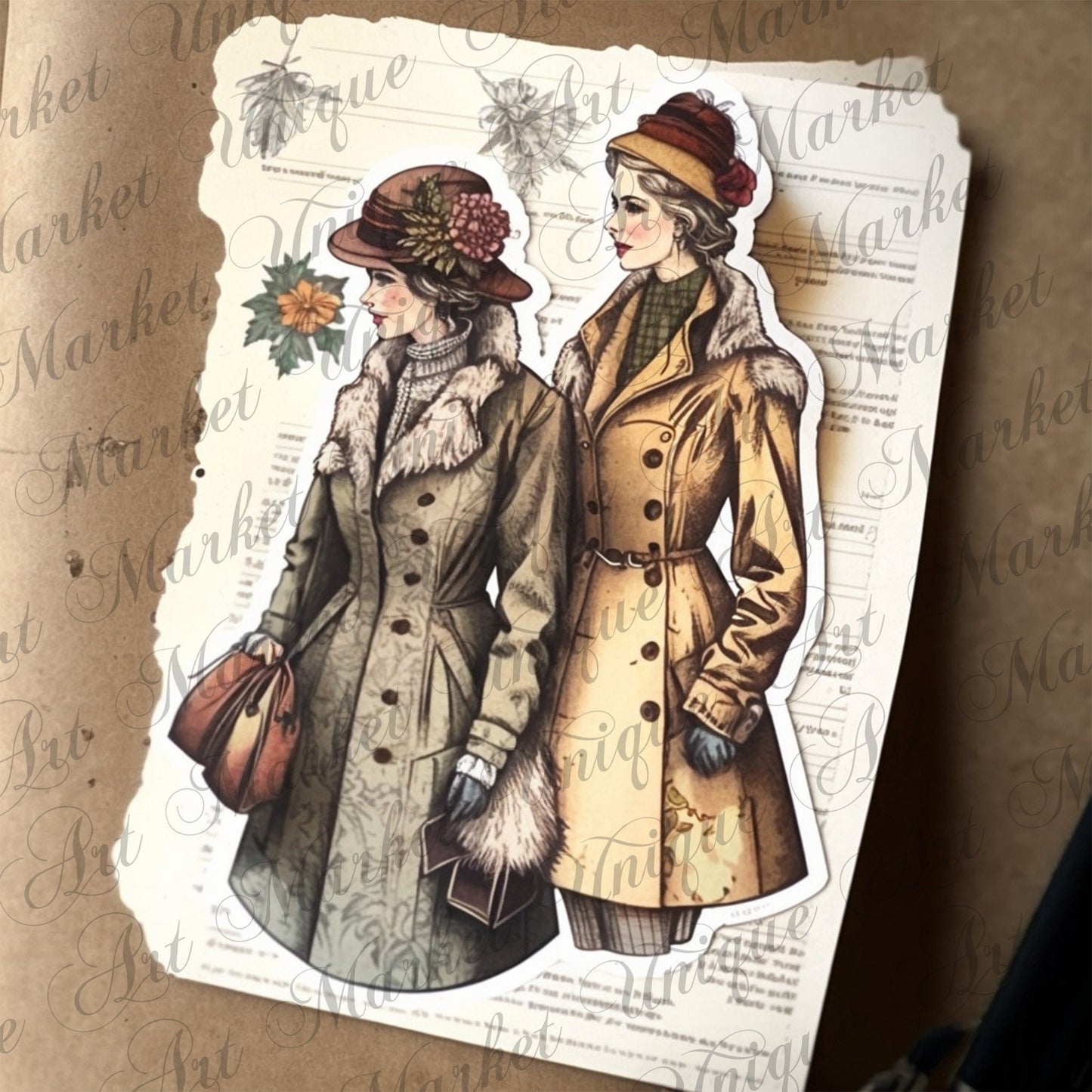 Fussy Cut Vintage fashion women ladies ephemera, printable, Australasian Sketcher Melbourne , PNG images, junk journaling, fussy cut, kit