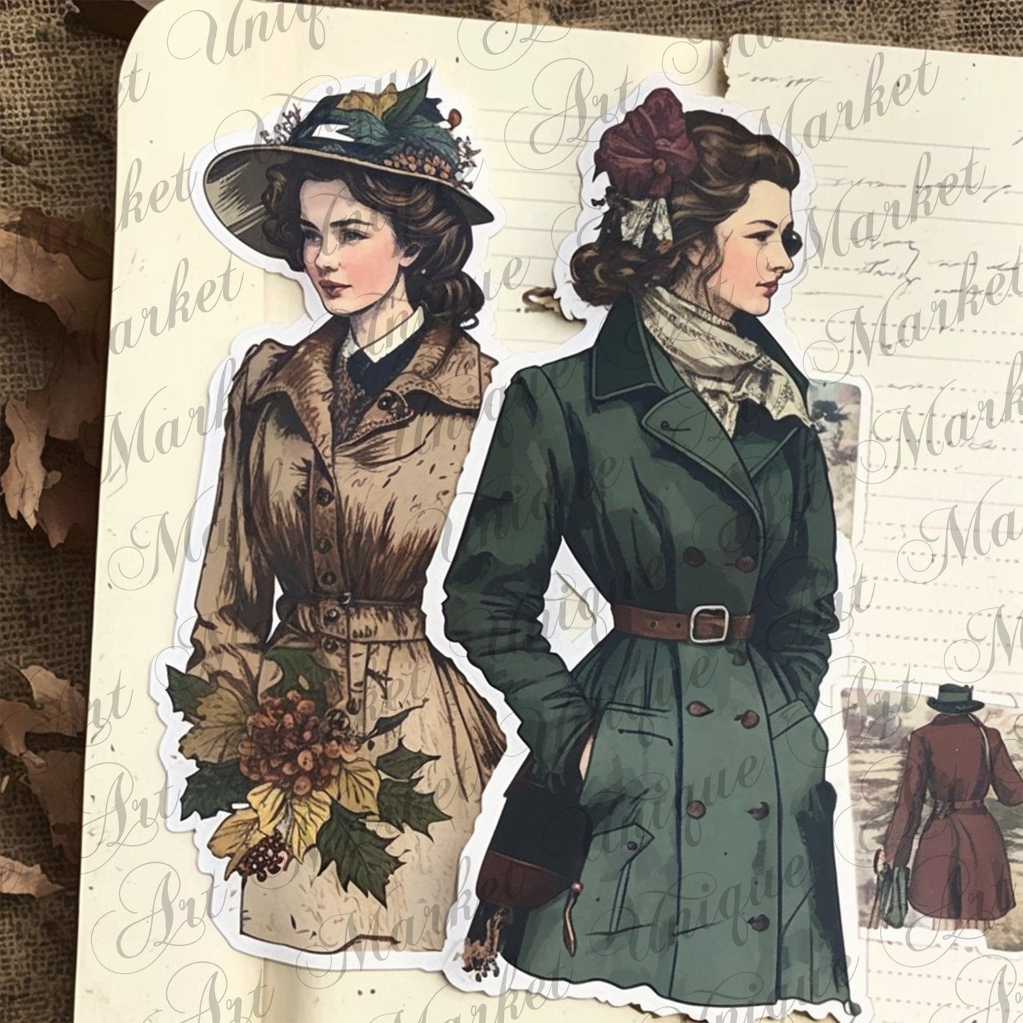 Fussy Cut Vintage fashion women ladies ephemera, printable, Australasian Sketcher Melbourne , PNG images, junk journaling, fussy cut, kit