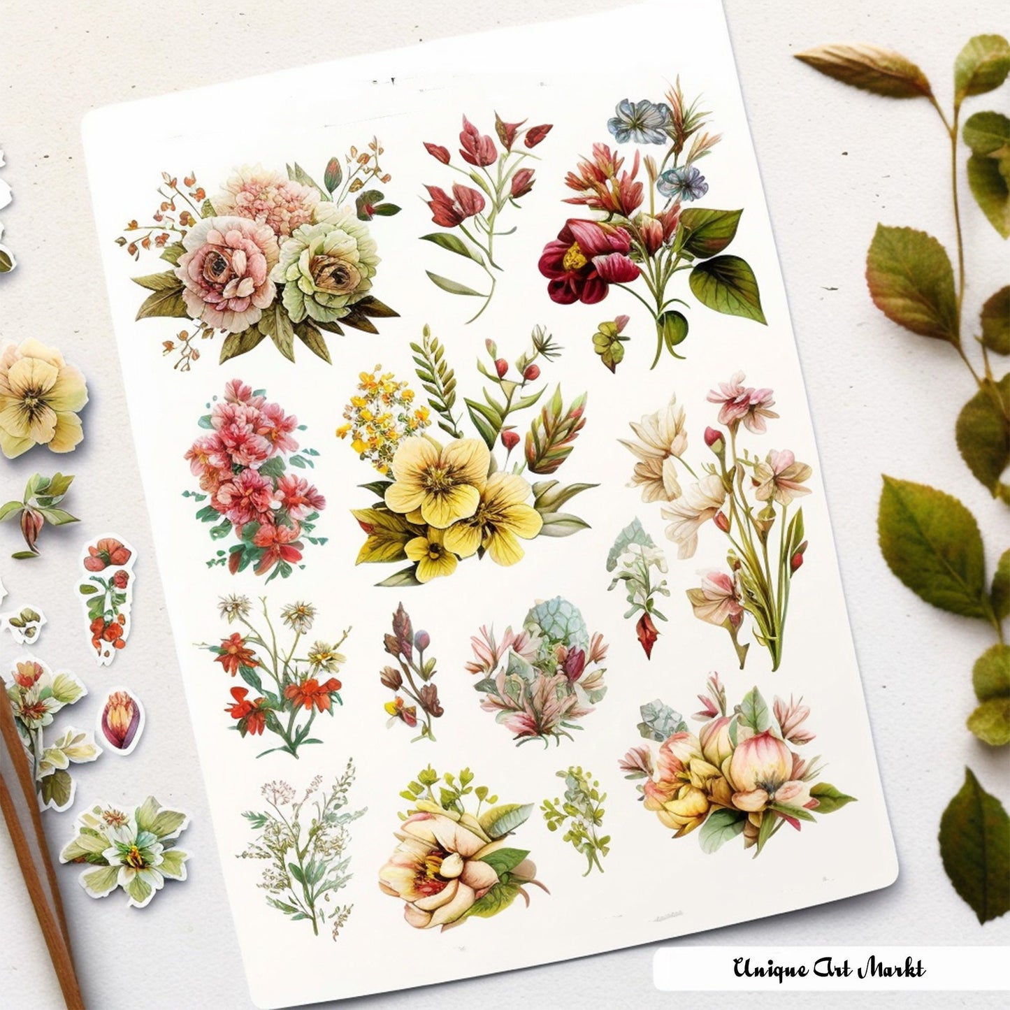 Fussy Cut Flowers Mega Pack, +1000 Digital Fussy Cut Flower psc, vintage, Digital Flowers, Printable Flowers, flower Ephemera junk Journal