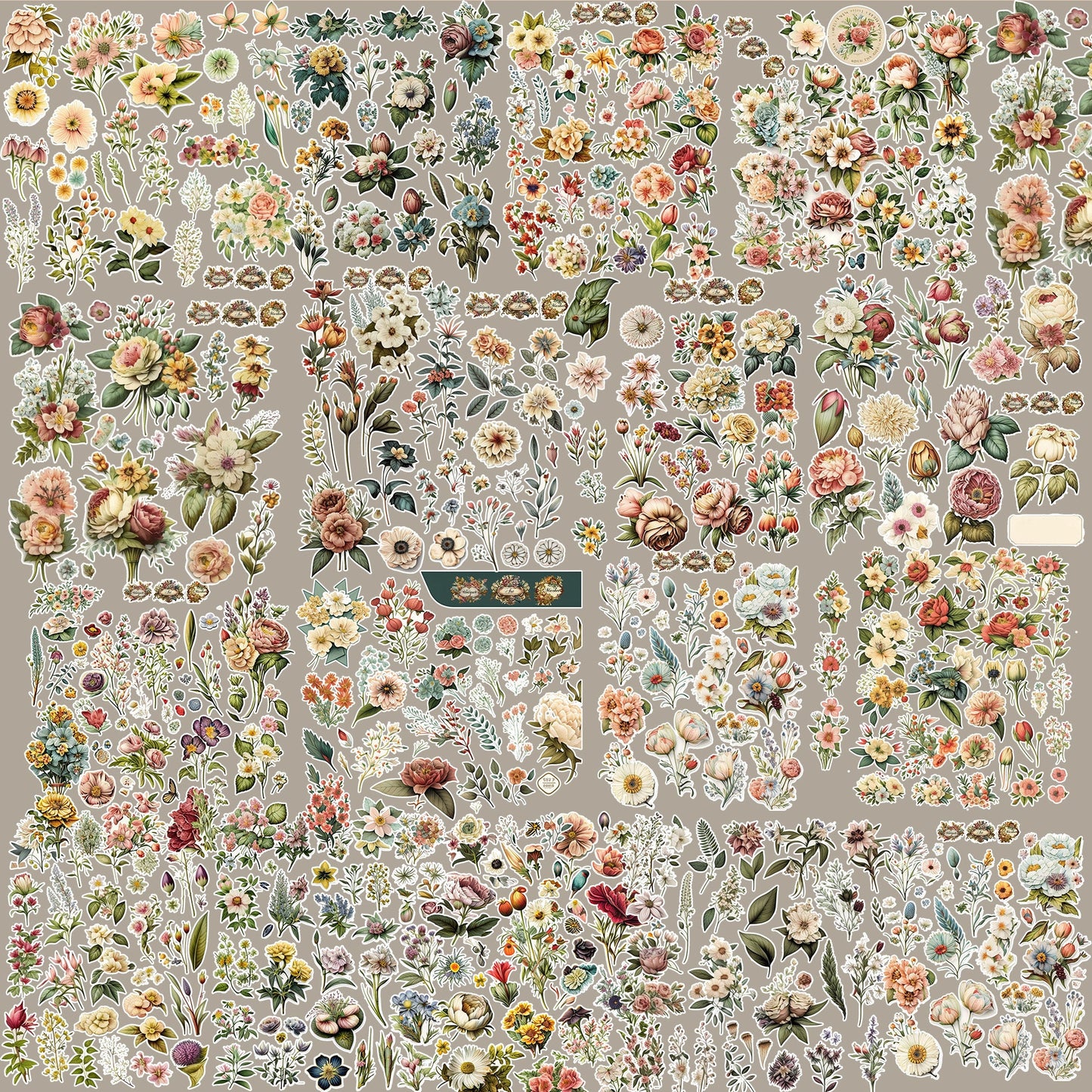 Fussy Cut Flowers Mega Pack, +1000 Digital Fussy Cut Flower psc, vintage, Digital Flowers, Printable Flowers, flower Ephemera junk Journal