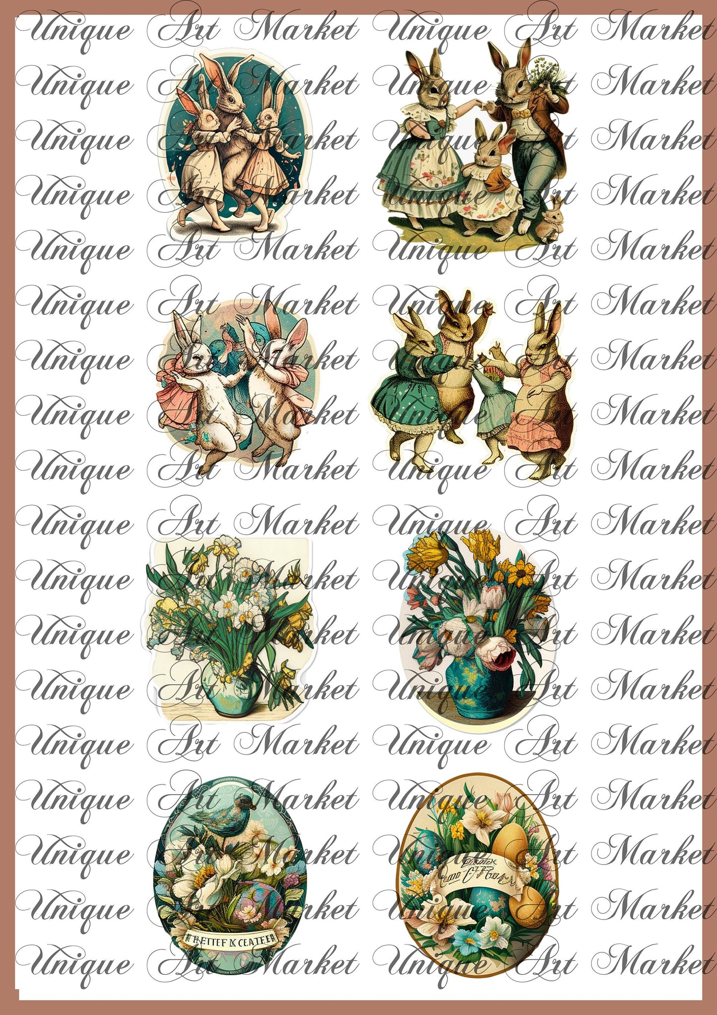 Vintage Easter bunnies Ephemera sticker, Easter Bunny , Easter Ephemera , Journal Printable, Junk Journal , Collage Paper, Easter Scrapbook,