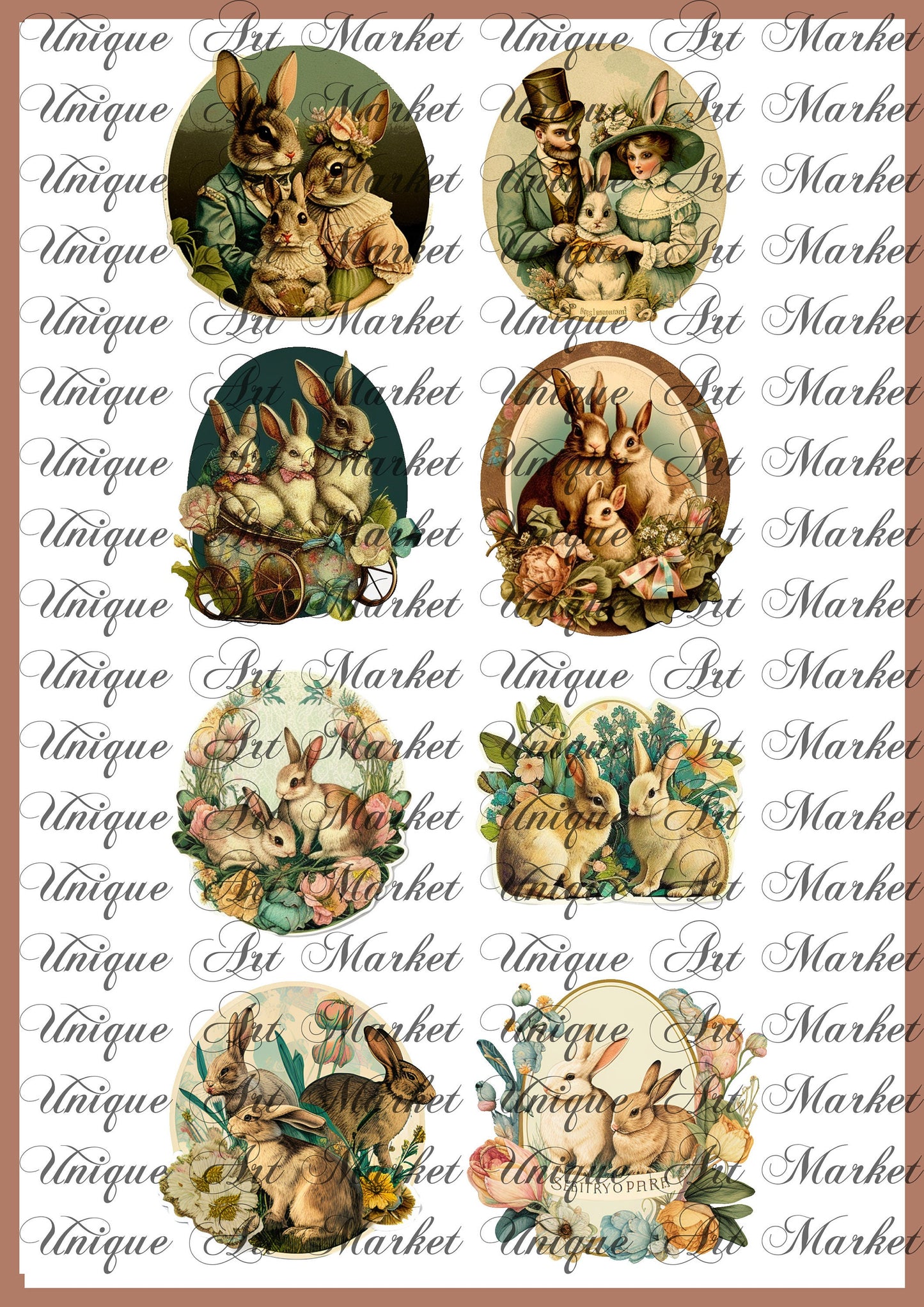 Vintage Easter bunnies Ephemera sticker, Easter Bunny , Easter Ephemera , Journal Printable, Junk Journal , Collage Paper, Easter Scrapbook,
