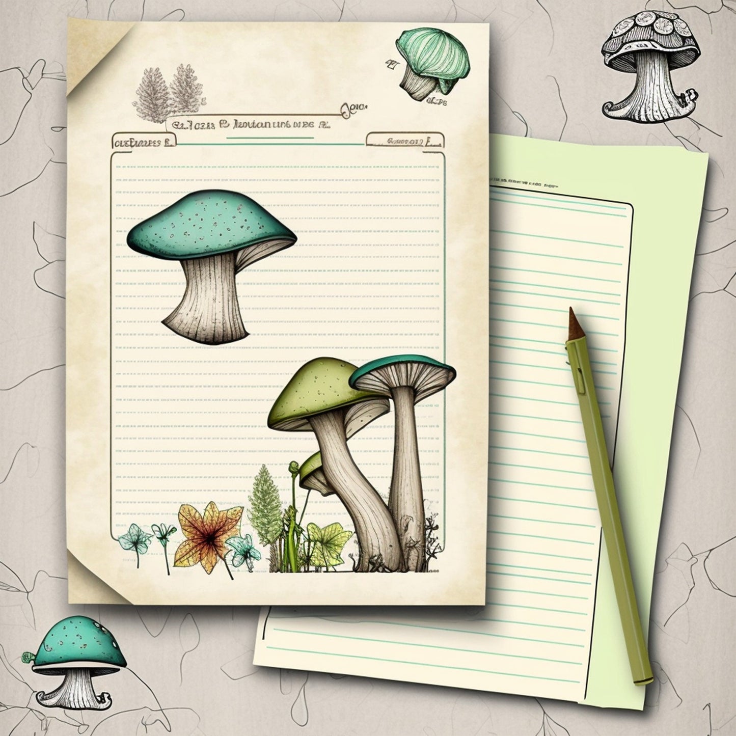 Mushroom junk journal Bundle , mushroom, fungi junk journal supply pack, fussy cuts, scrapbook ephemera, collage supplies , vintage picture