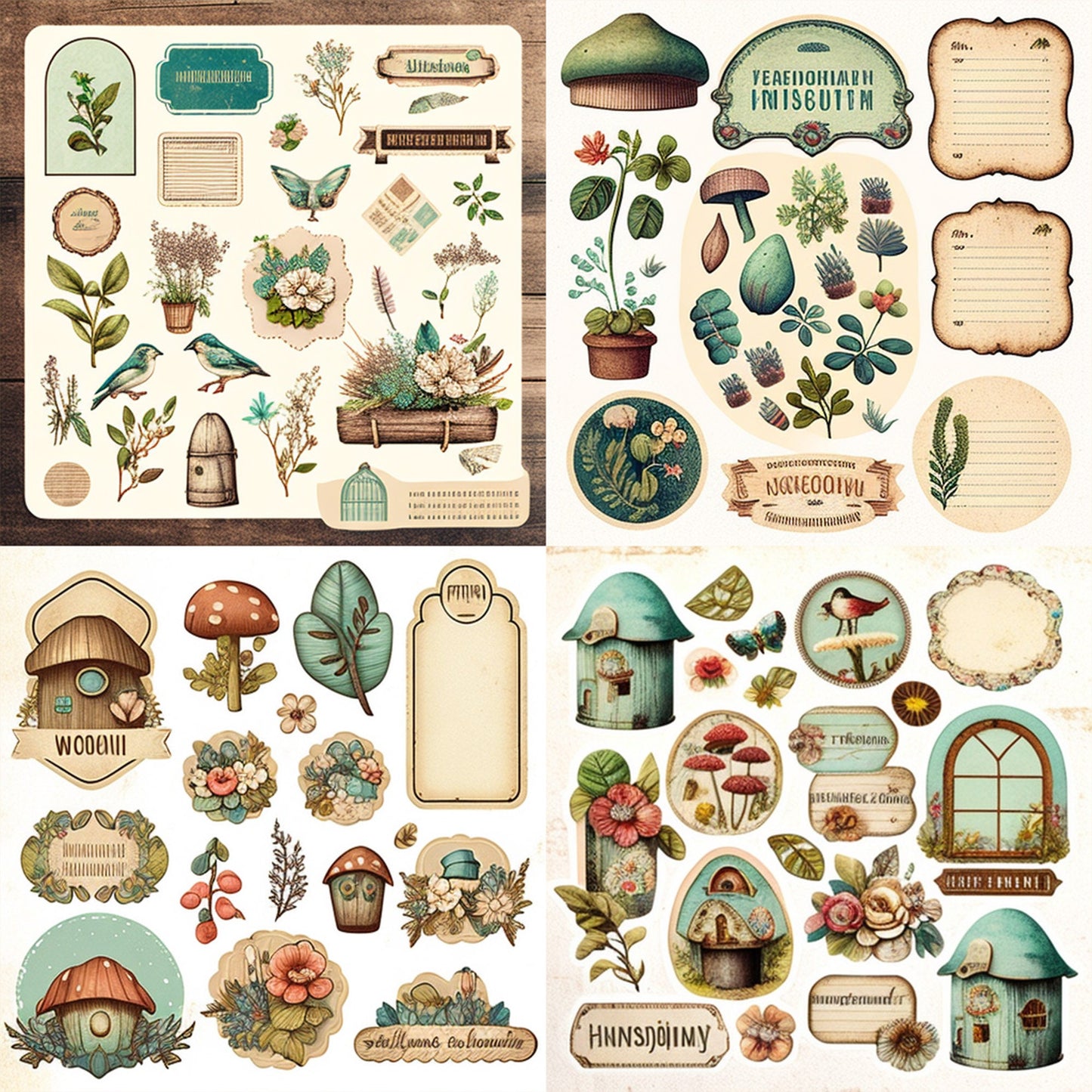 Mushroom junk journal Bundle , mushroom, fungi junk journal supply pack, fussy cuts, scrapbook ephemera, collage supplies , vintage picture
