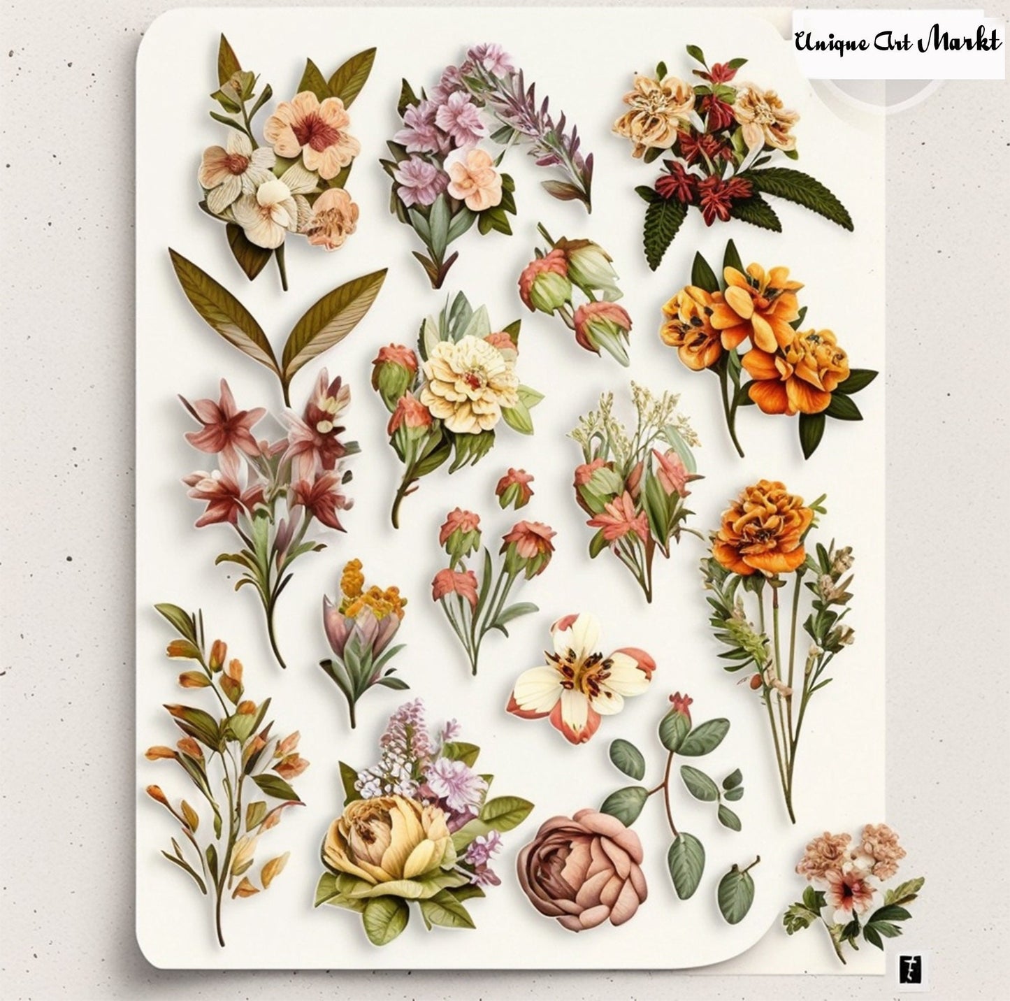 Fussy Cut Flowers Mega Pack, +1000 Digital Fussy Cut Flower psc, vintage, Digital Flowers, Printable Flowers, flower Ephemera junk Journal