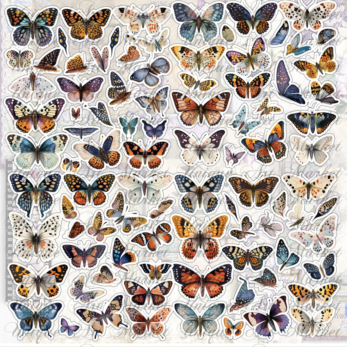 Fussy Cut Butterflies, Mega Bundle , +1100 butterflies, Floral, Butterflies, Butterfly, Printable, Stickers, Digital Download , Collage bugs