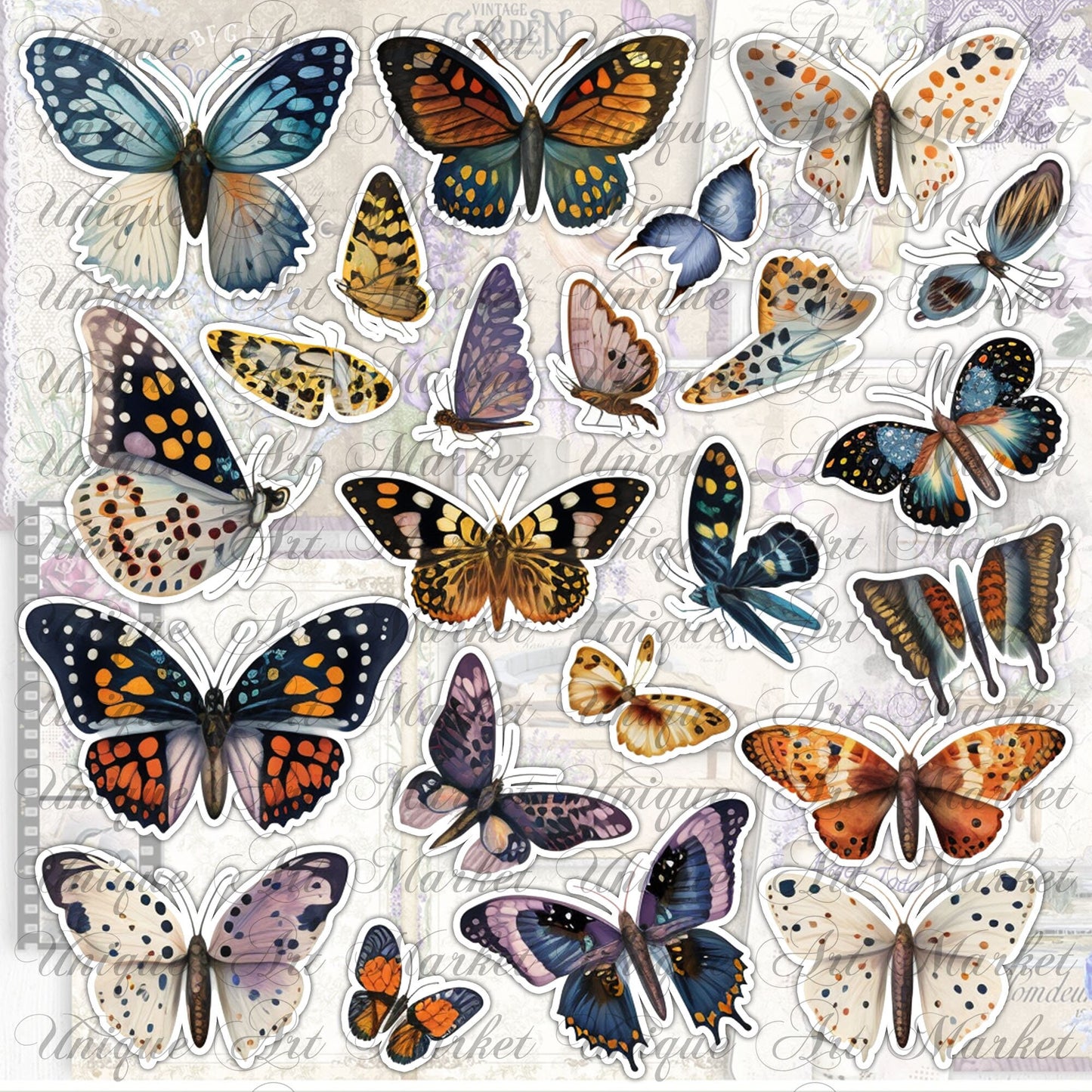 Fussy Cut Butterflies, Mega Bundle , +1100 butterflies, Floral, Butterflies, Butterfly, Printable, Stickers, Digital Download , Collage bugs
