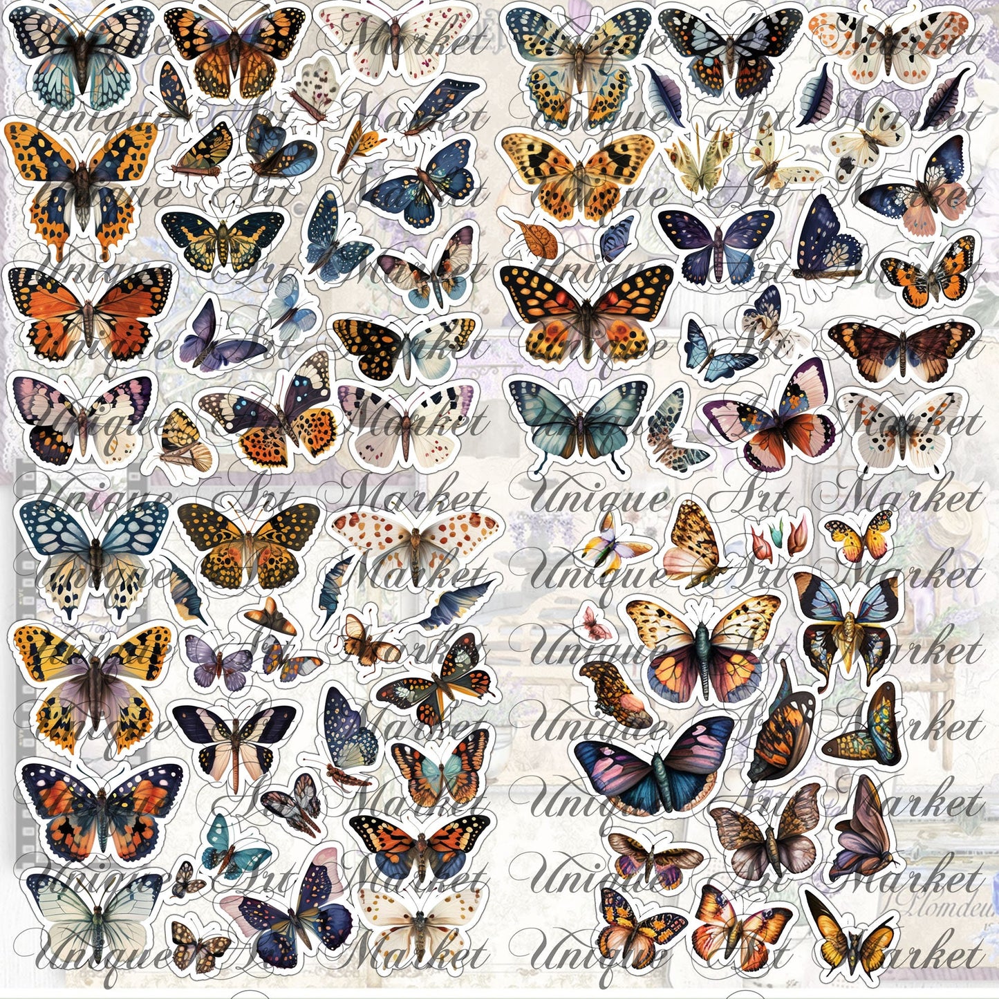 Fussy Cut Butterflies, Mega Bundle , +1100 butterflies, Floral, Butterflies, Butterfly, Printable, Stickers, Digital Download , Collage bugs