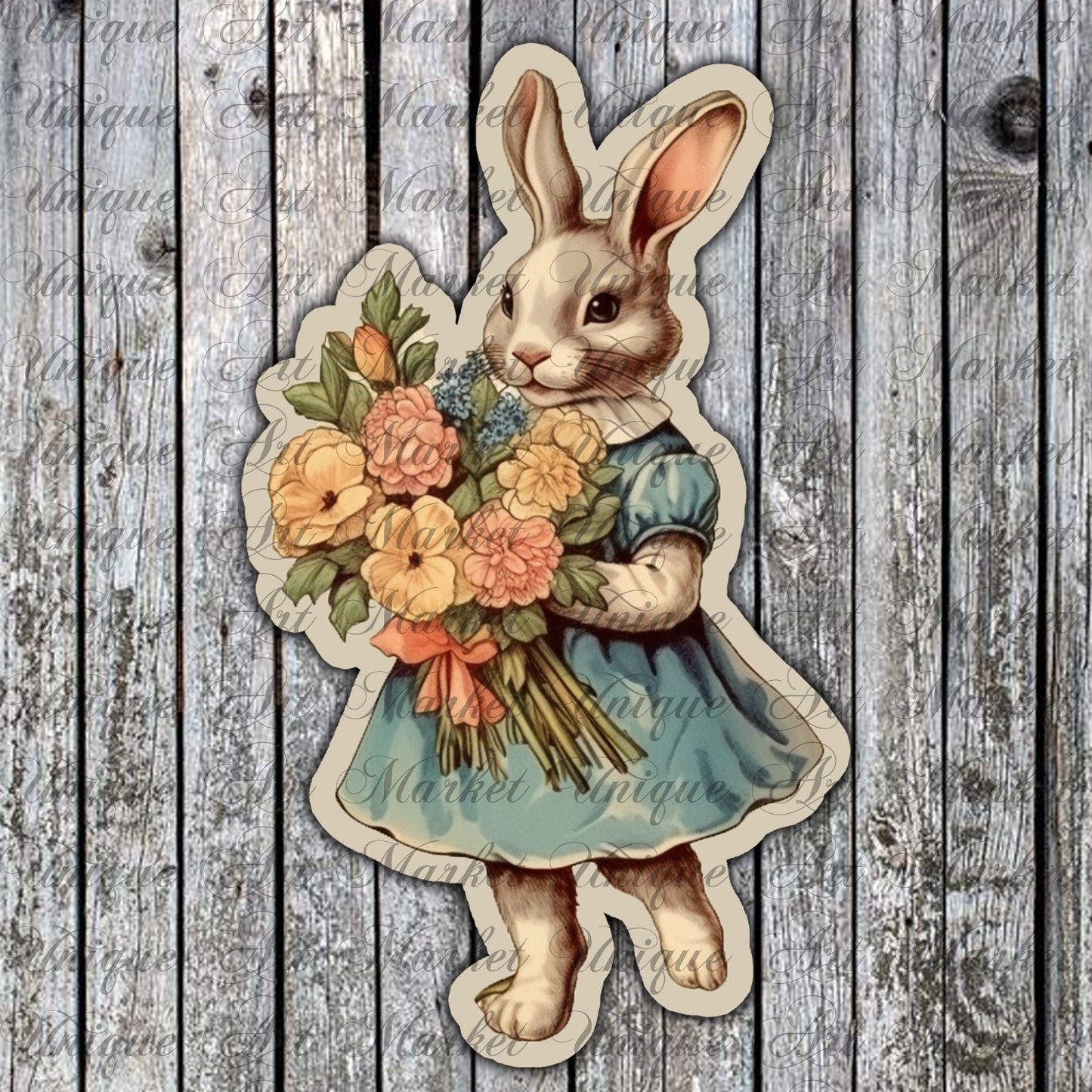Vintage fussy cut bunnies flowers , junk journal ephemera, bunny stickers , digital printable , collage , rabbit stickers , floral sticker