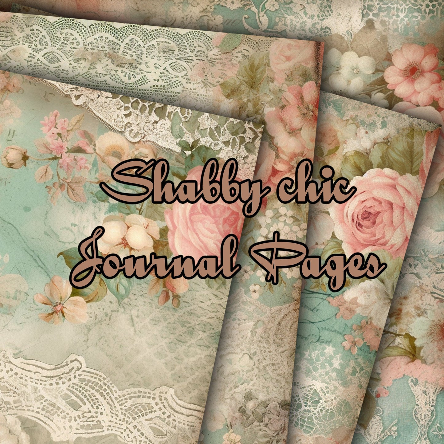 Vintage shabby chic Journal Pages , Digital Papers , shabby chic Ephemera Pack , Scrapbooking Junk Journaling , Printable Download , Floral