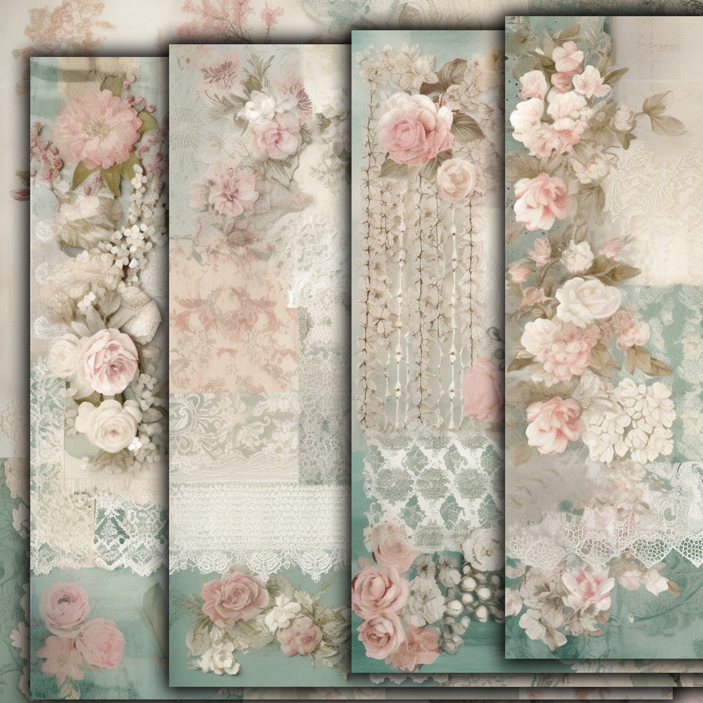 Vintage shabby chic Journal Pages 02, Digital Papers , Shabby Chic Backgrounds , Scrapbooking Junk Journaling , Printable Download , Floral