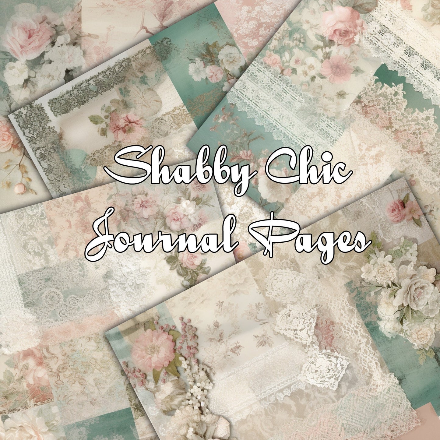 Vintage shabby chic Journal Pages 02, Digital Papers , Shabby Chic Backgrounds , Scrapbooking Junk Journaling , Printable Download , Floral