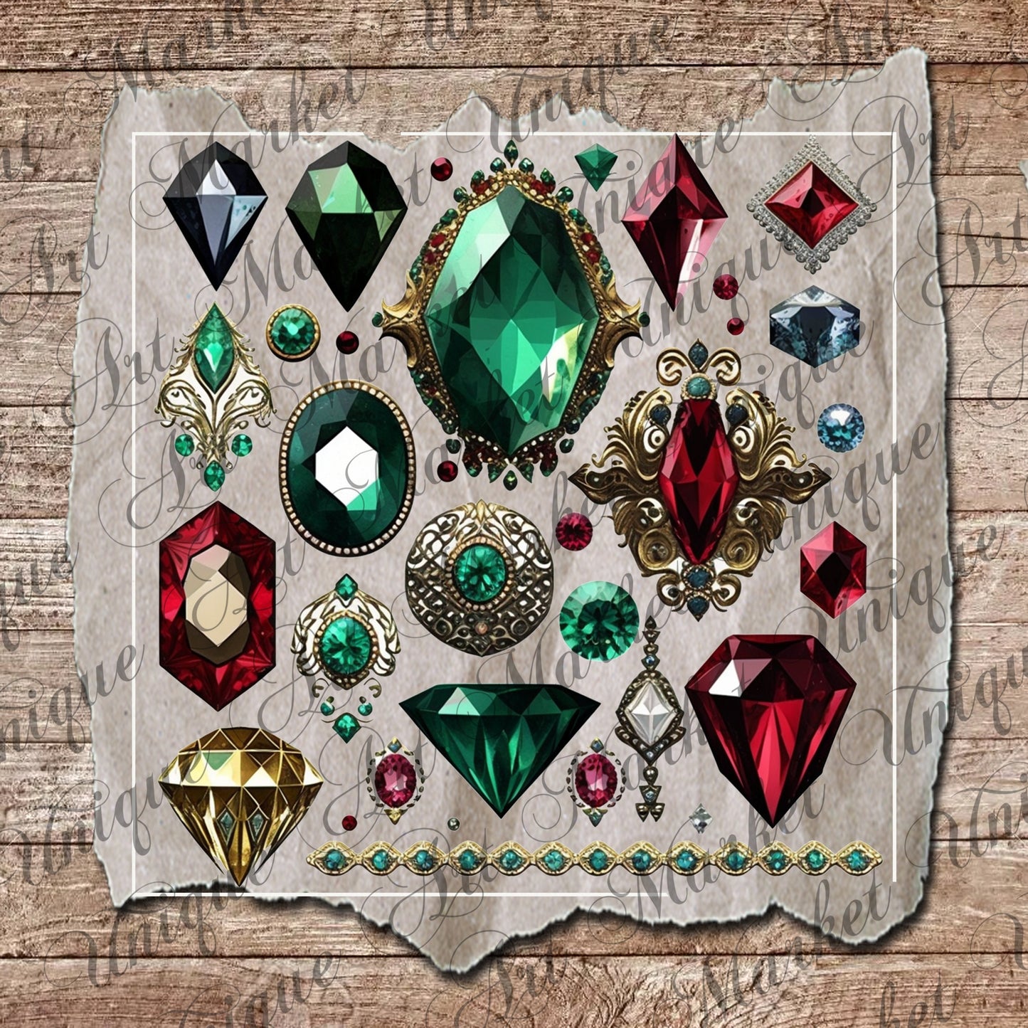 Vintage fussy cut jewelry Gemstone diamonds, junk journal ephemera, diamonds stickers, digital printable, collage , floral stickers, sparkle