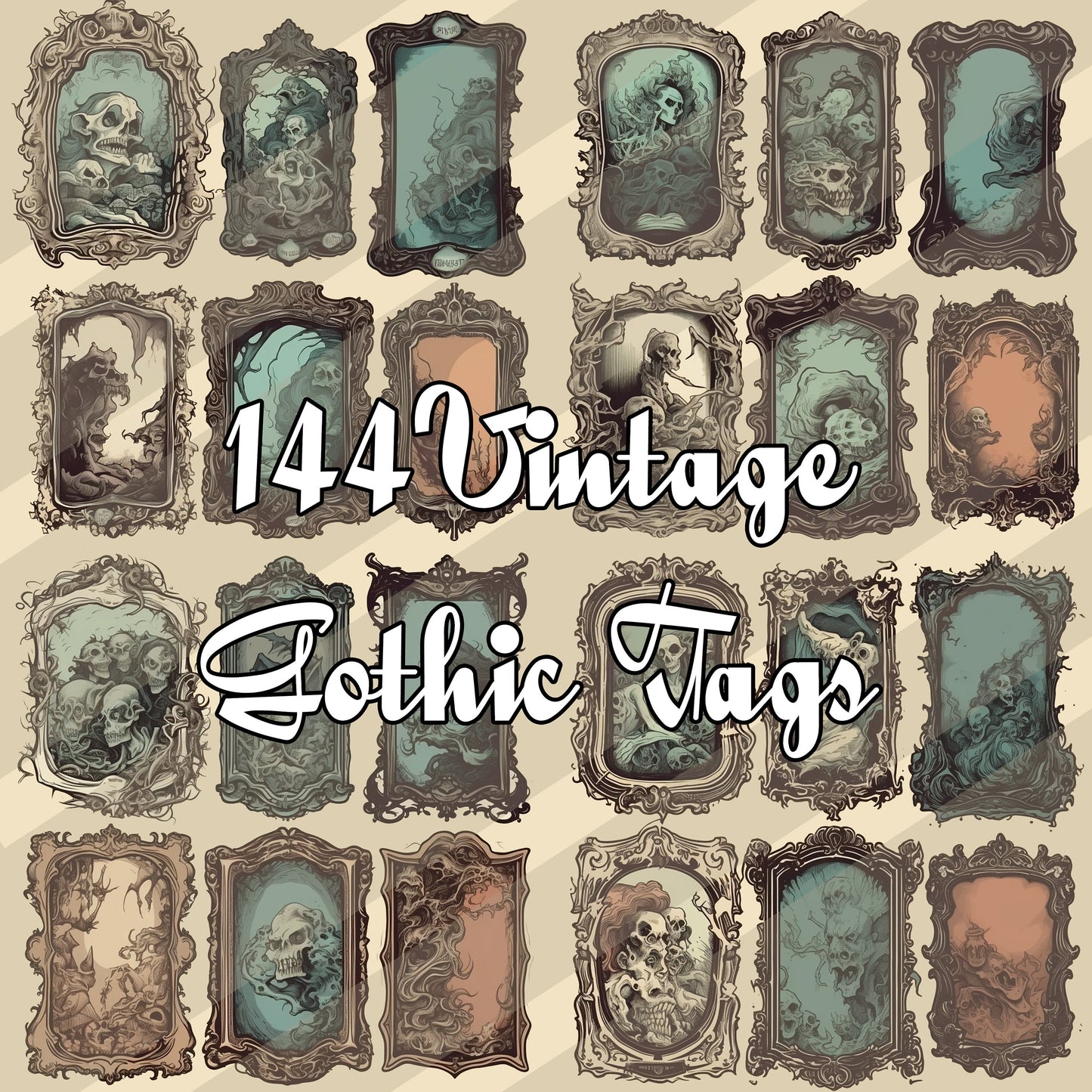 Gothic junk journal kit Tags , Printable stickers , Gothic | skull | moon | potion |witch | white / gothic/ black magic/ spirits / stickers