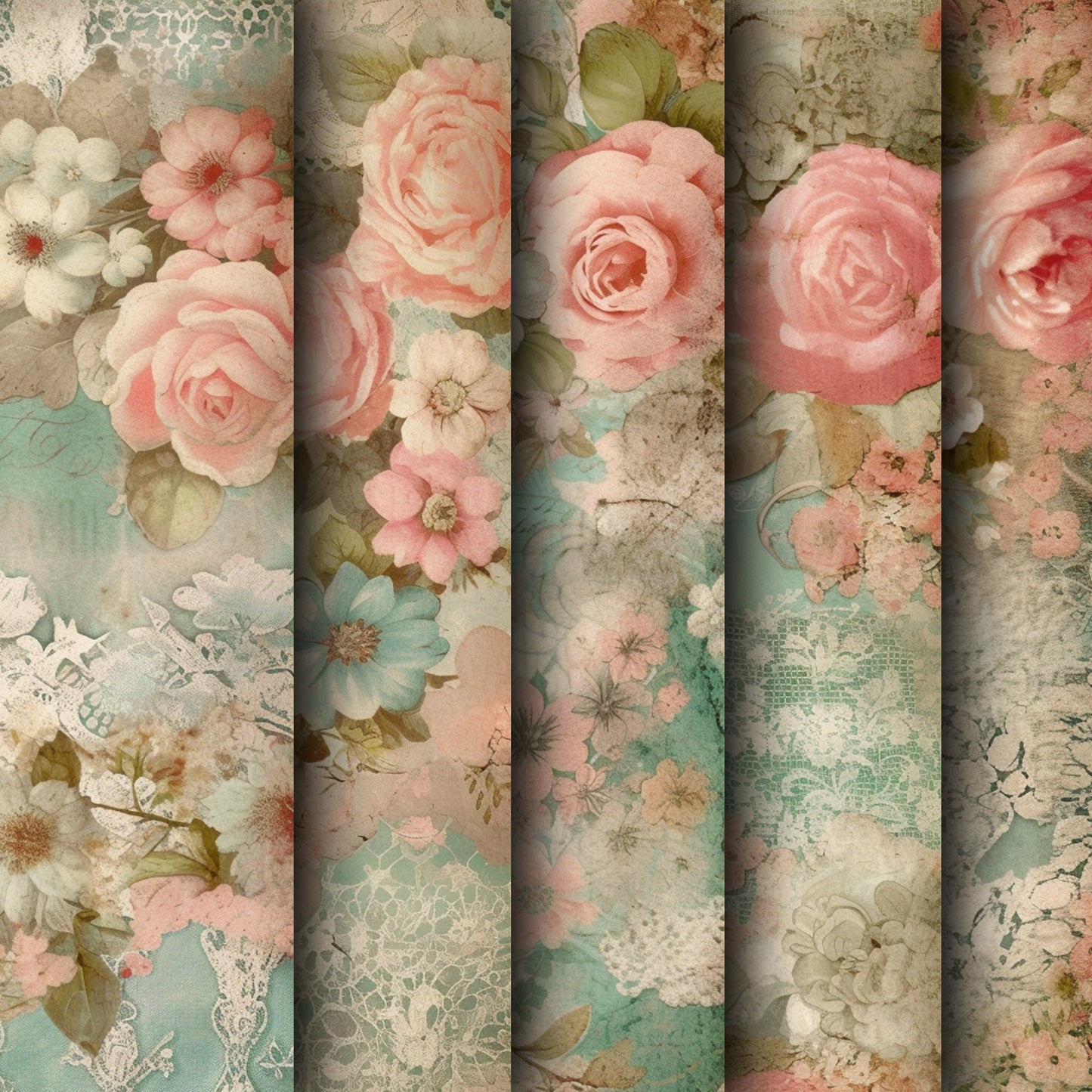 Vintage shabby chic Journal Pages , Digital Papers , shabby chic Ephemera Pack , Scrapbooking Junk Journaling , Printable Download , Floral