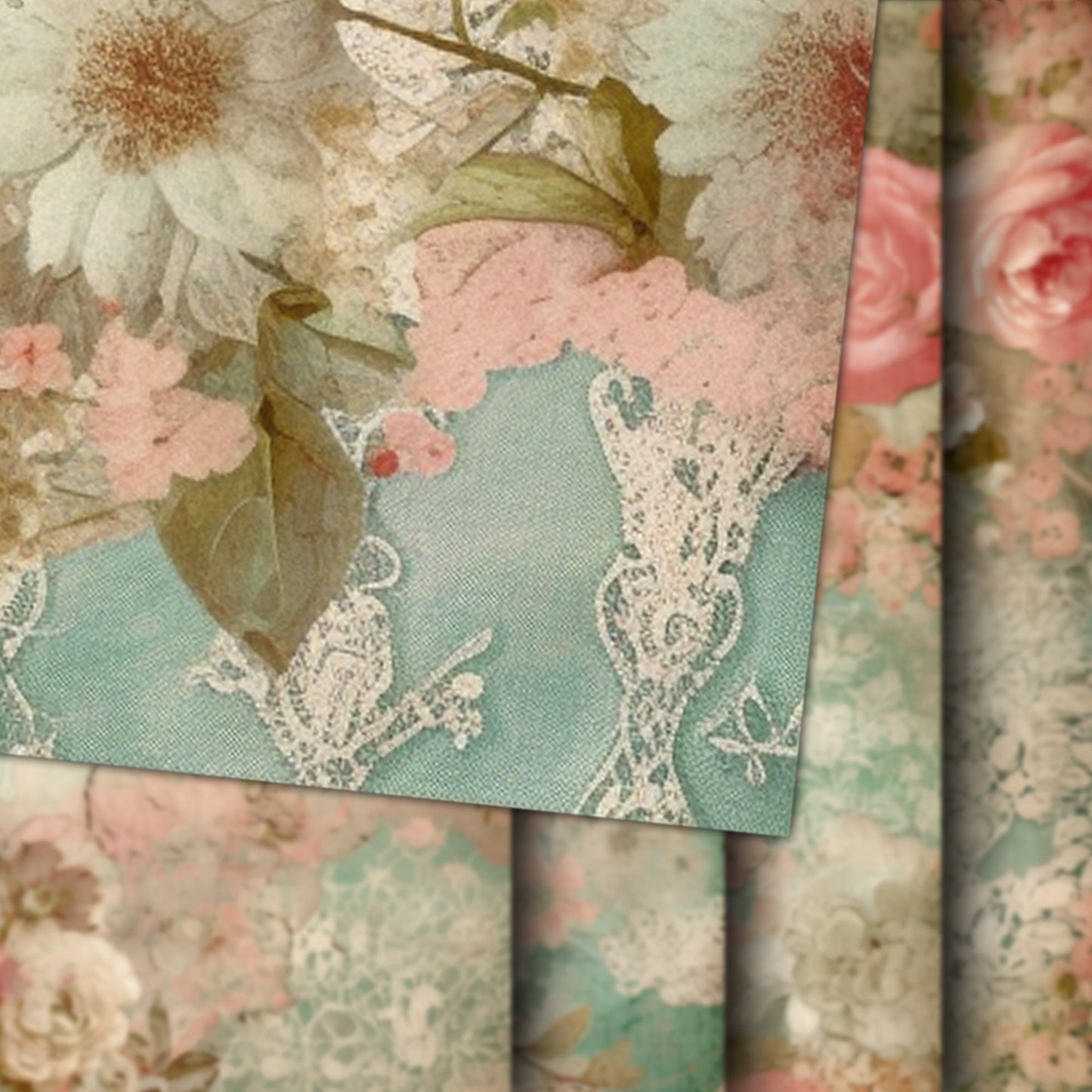 Vintage shabby chic Journal Pages , Digital Papers , shabby chic Ephemera Pack , Scrapbooking Junk Journaling , Printable Download , Floral