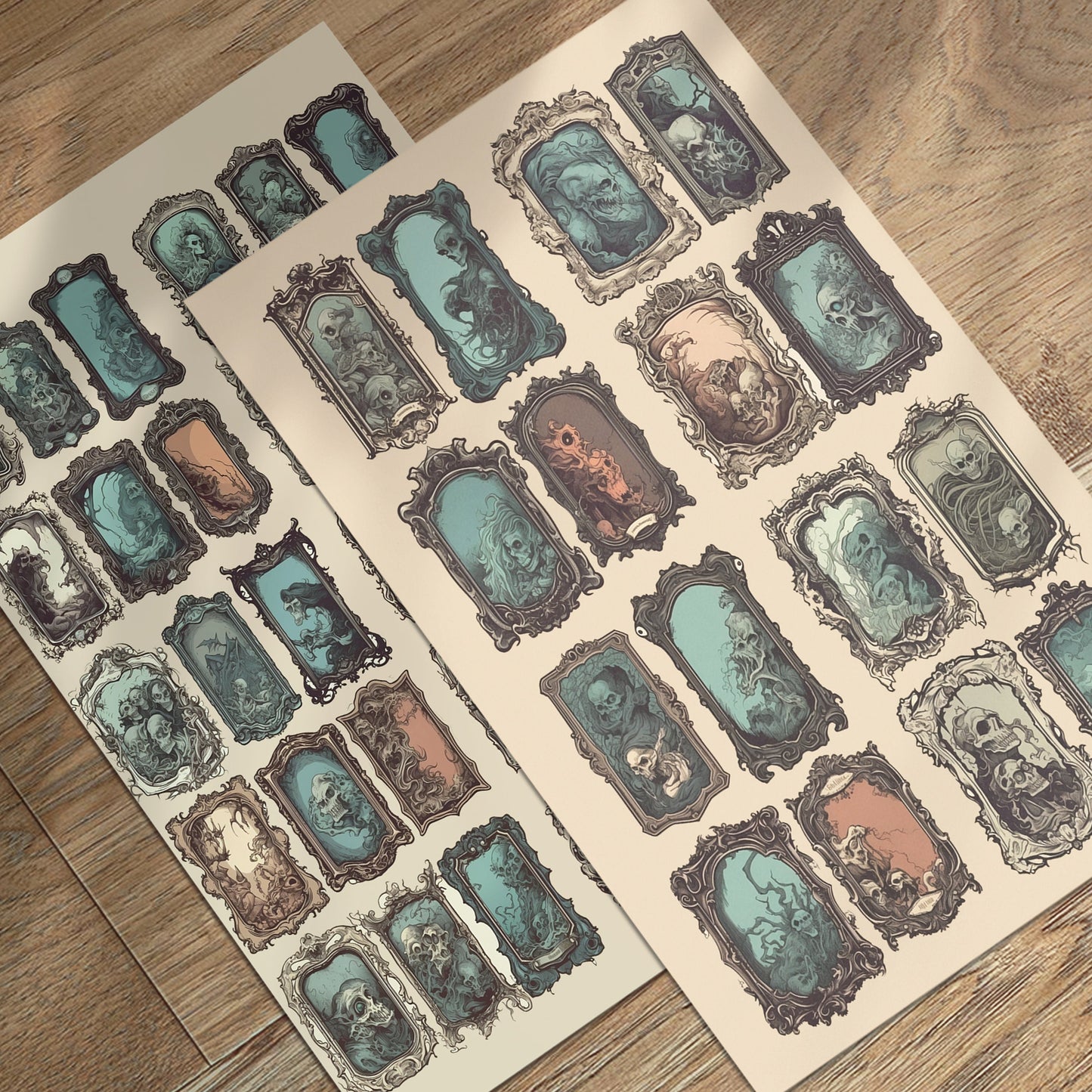 Gothic junk journal kit Tags , Printable stickers , Gothic | skull | moon | potion |witch | white / gothic/ black magic/ spirits / stickers