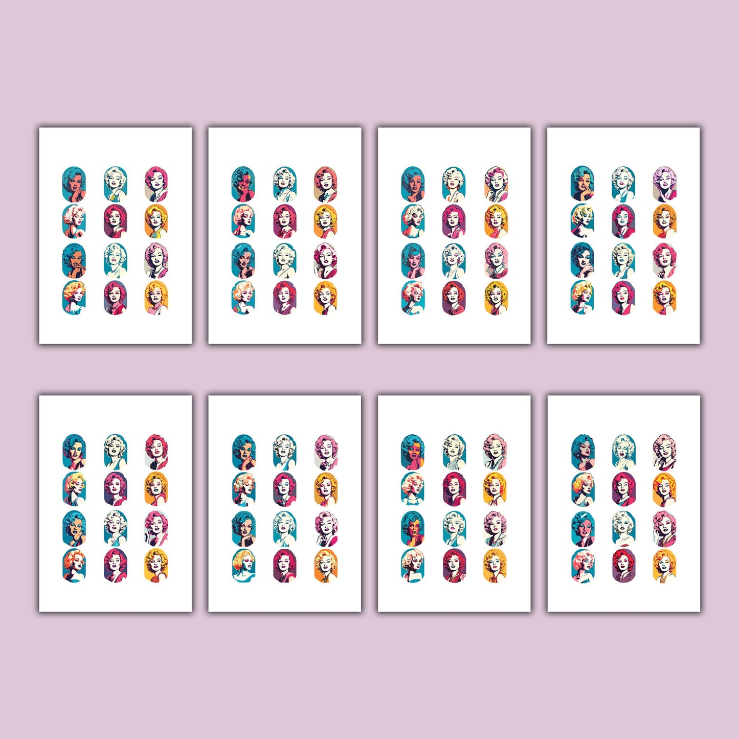 Retro Vintage Sticker: Marilyn Monroe Fussy Cut, Classic Hollywood Icon , Printable stickers , pink blue / digital sticker collage
