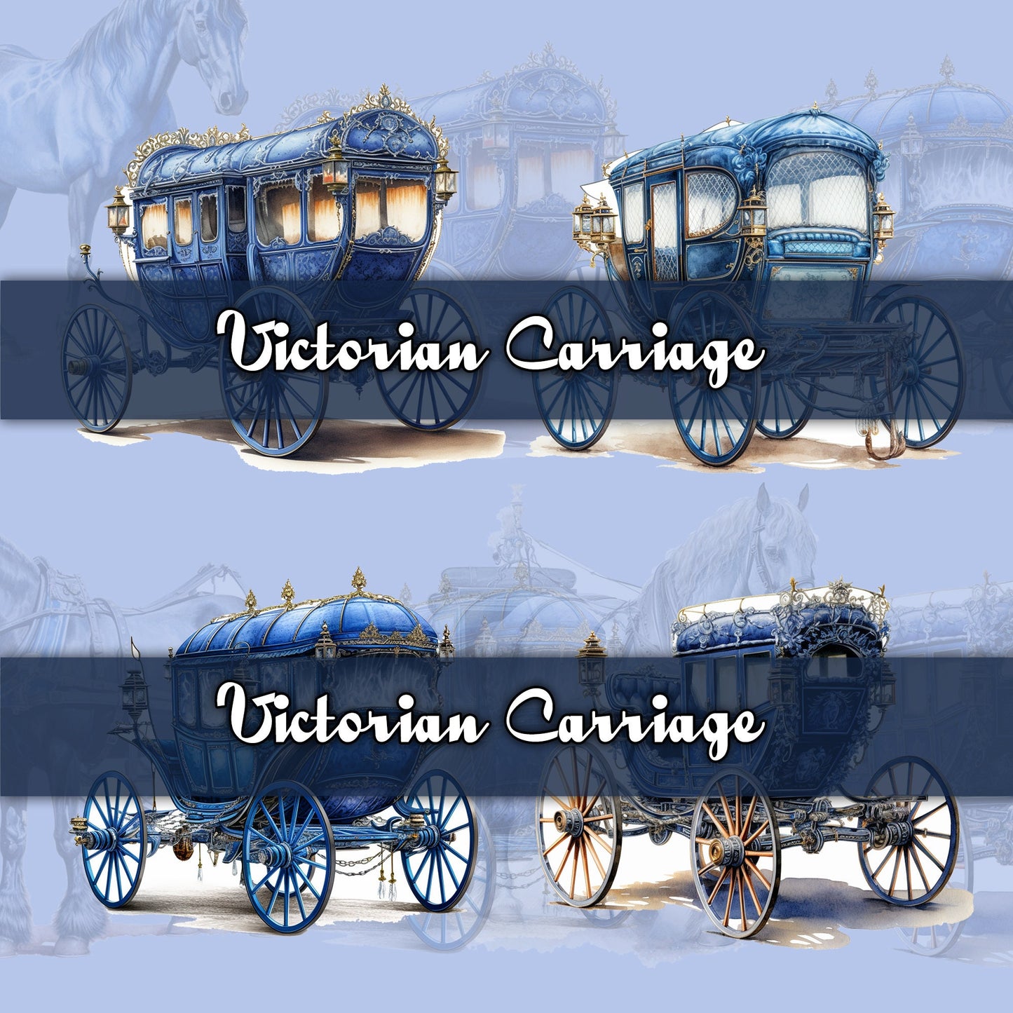 Victorian Girl fussy cut, Horses, carriages, blue theme, ephemera, junk journal, scrapbook, collage, digital printable, commercial use, Png