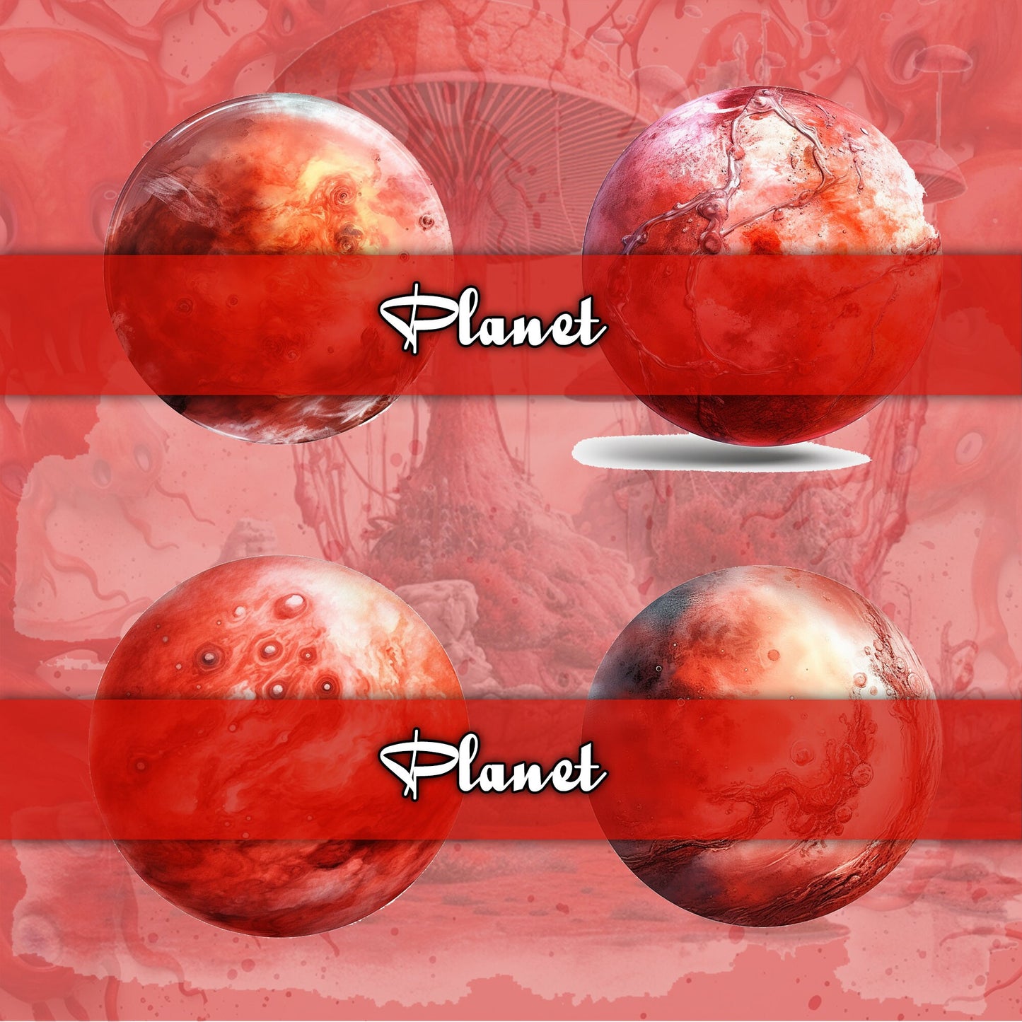 Red Aliens bundle , male female, spaceships planets, fussy cuts, journal pages background , ephemera , PNG jpg , commercial use , printable