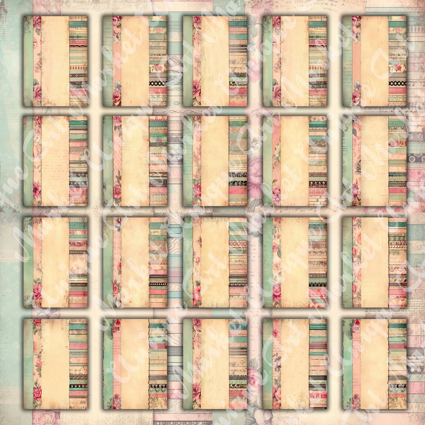 Vintage shabby chic washi Journal Pages, v04, Digital Papers, Shabby Chic Backgrounds , Scrapbooking Junk Journaling , Printable Download .