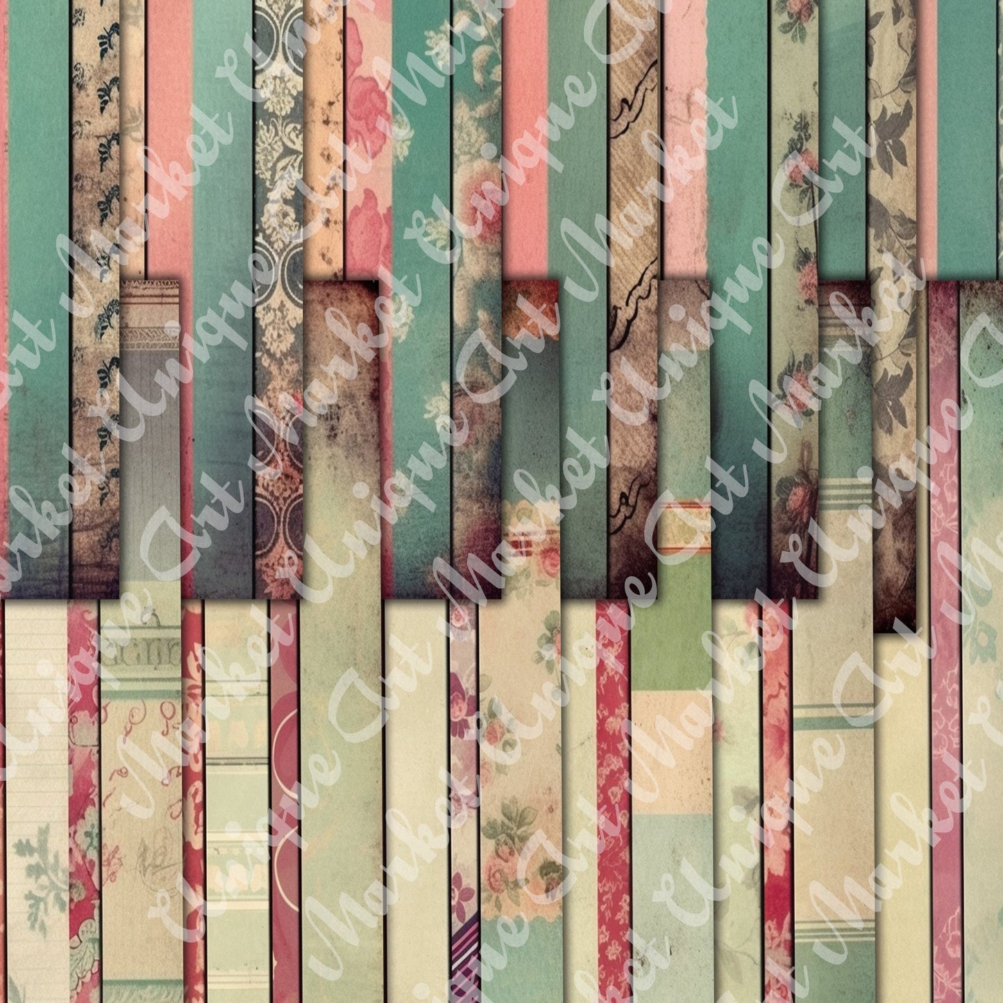 Vintage shabby chic washi Journal Pages, v07, Digital Papers, Shabby Chic Backgrounds , Scrapbooking Junk Journaling , Printable Download .