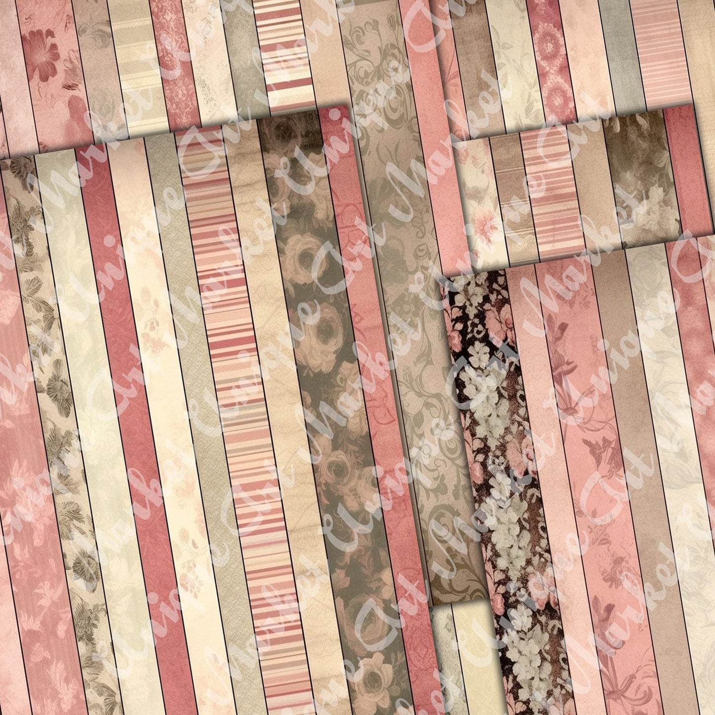 Vintage shabby chic washi Journal Pages, v08, Digital Papers, Shabby Chic Backgrounds , Scrapbooking Junk Journaling , Printable Download .
