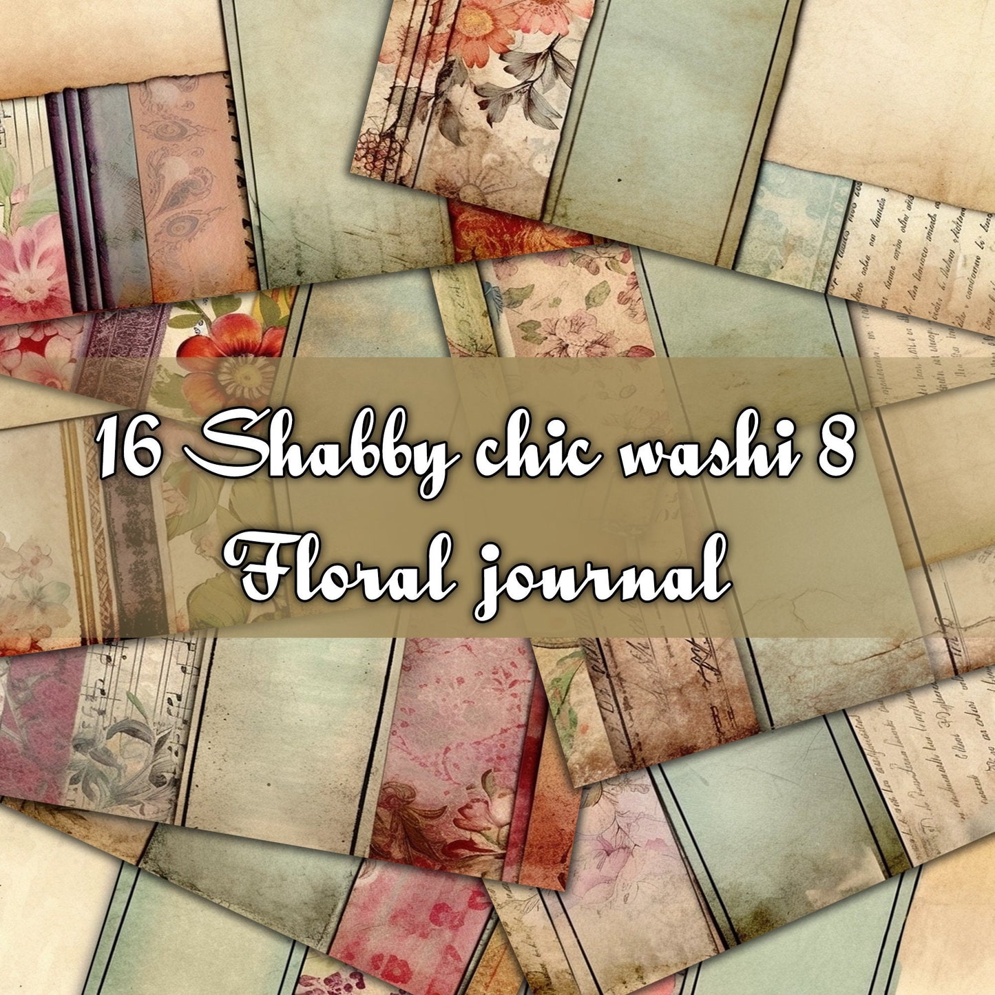 Vintage shabby chic washi Journal Pages, v11, Digital Papers, Shabby Chic Backgrounds , Scrapbooking Junk Journaling , Printable Download .