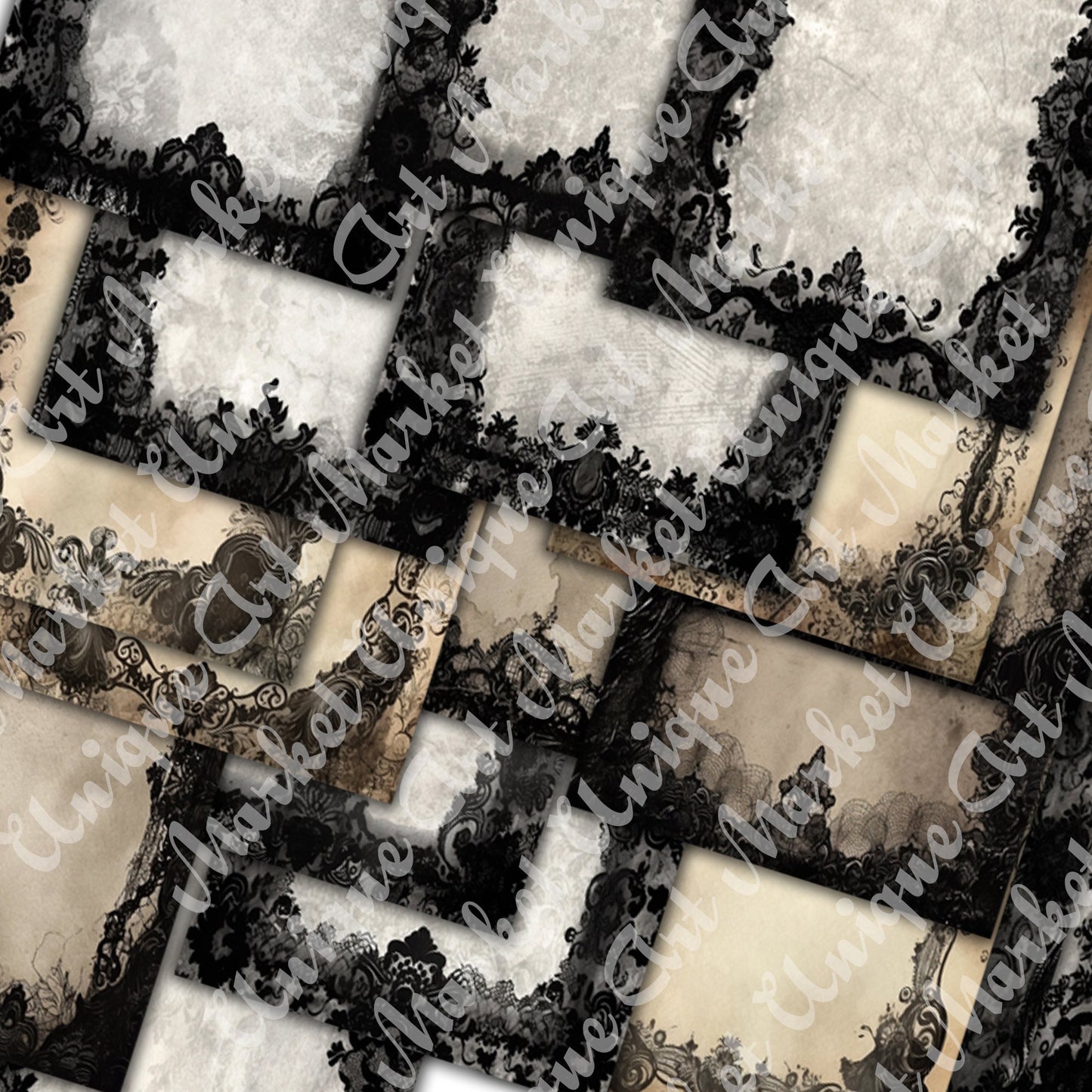 Vintage Black Lace Journal Pages, Digital Papers, Gothic Backgrounds , Scrapbooking Junk Journaling , Printable Download, Black Lace