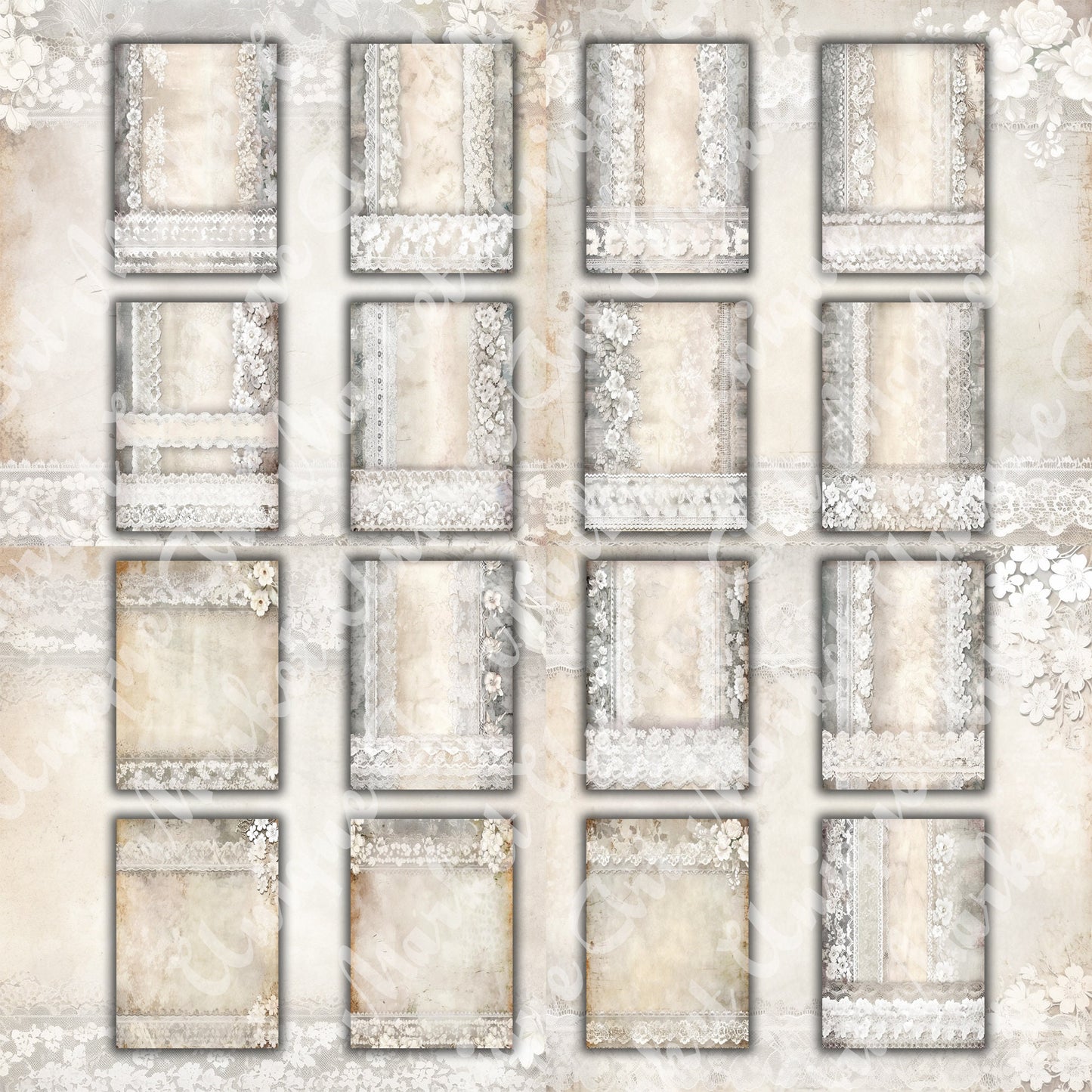 Vintage White Lace Journal Pages, V02, Digital Papers, Gothic Backgrounds , Scrapbooking Junk Journaling , Printable Download, White Lace