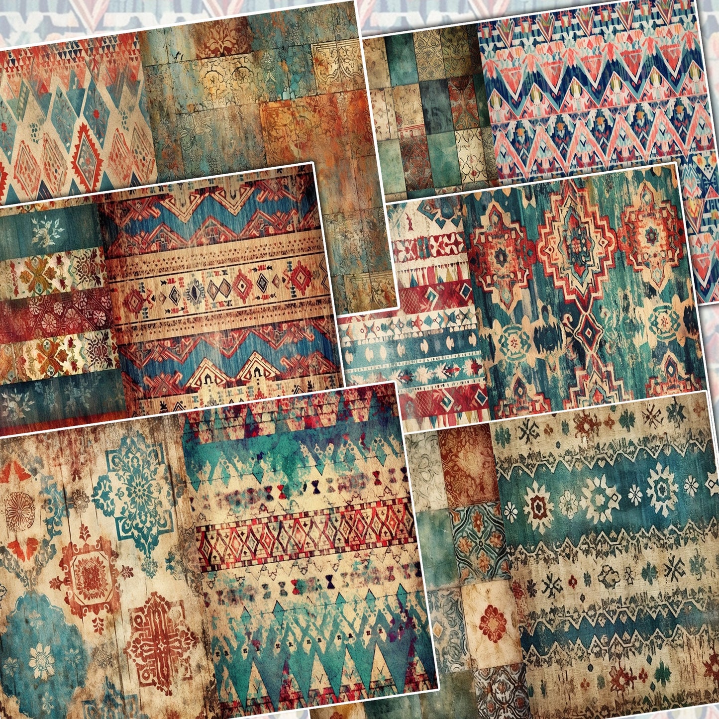 Vintage Rustic Bohemian Journal Pages , Digital Papers, boho Background , Scrapbooking Junk Journaling , rustic journal , printable . kits