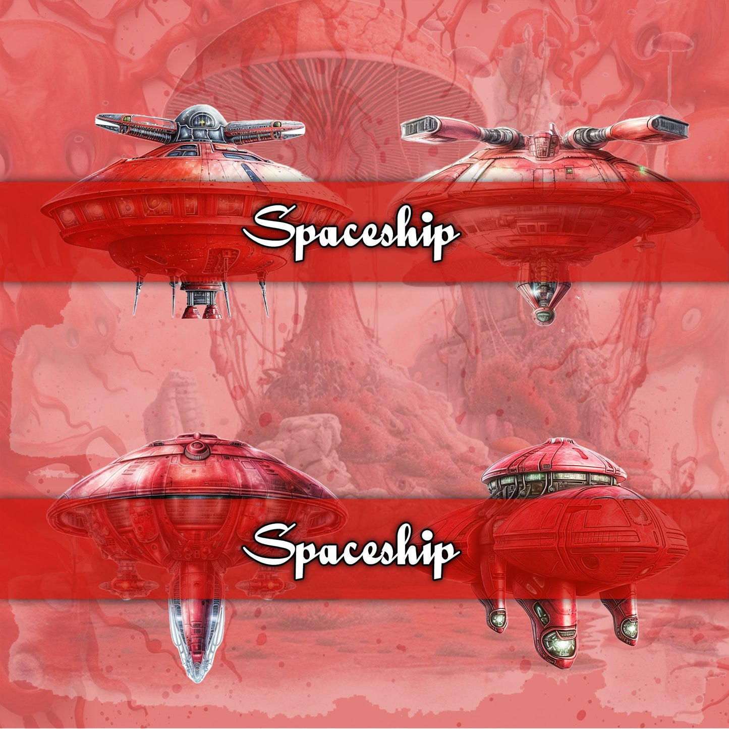 Red Aliens bundle , male female, spaceships planets, fussy cuts, journal pages background , ephemera , PNG jpg , commercial use , printable