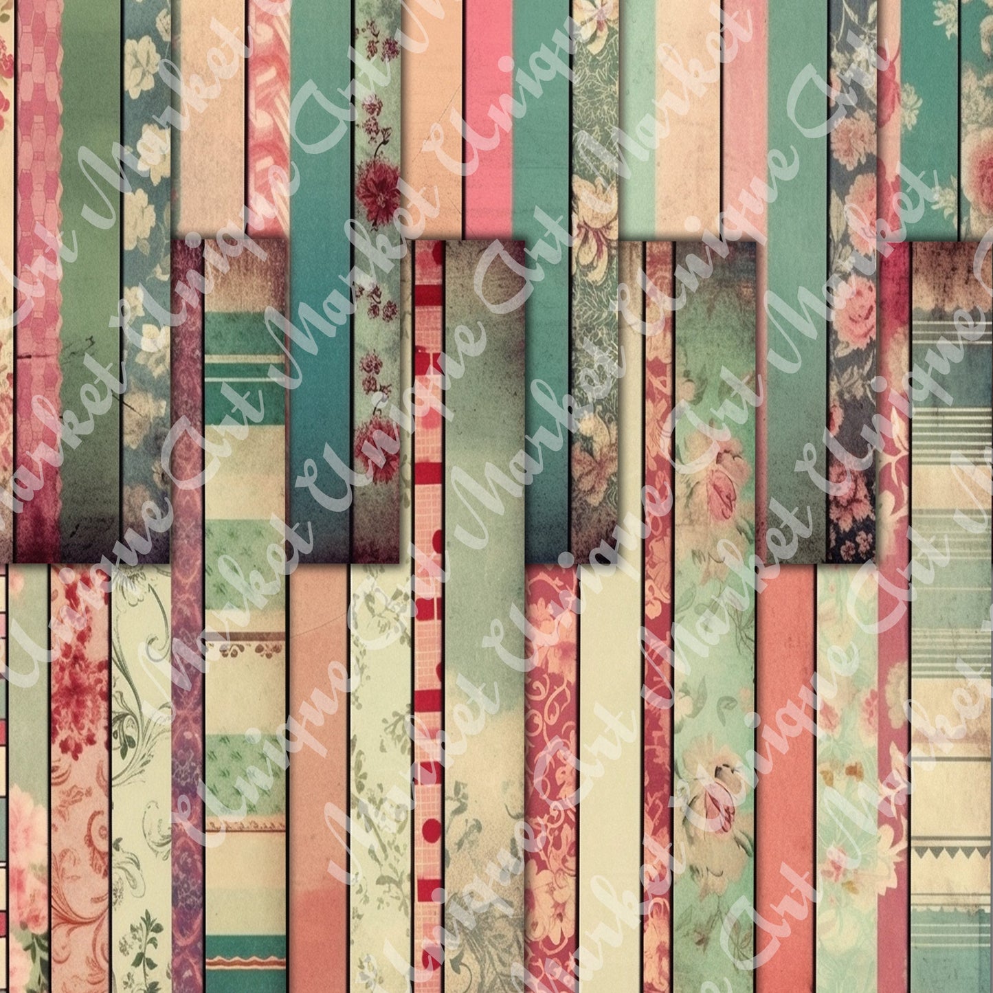 Vintage shabby chic washi Journal Pages, v06, Digital Papers, Shabby Chic Backgrounds , Scrapbooking Junk Journaling , Printable Download .