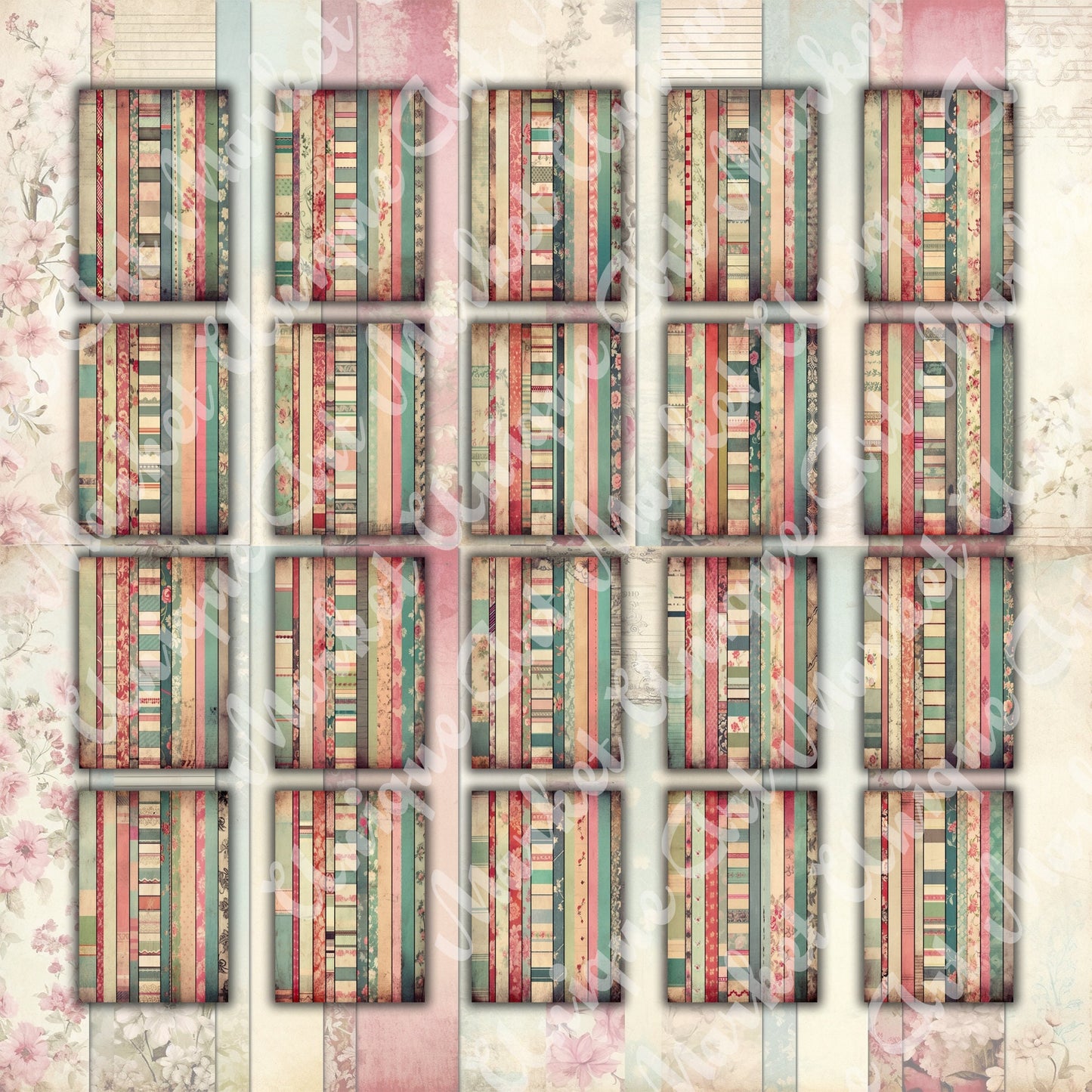 Vintage shabby chic washi Journal Pages, v07, Digital Papers, Shabby Chic Backgrounds , Scrapbooking Junk Journaling , Printable Download .