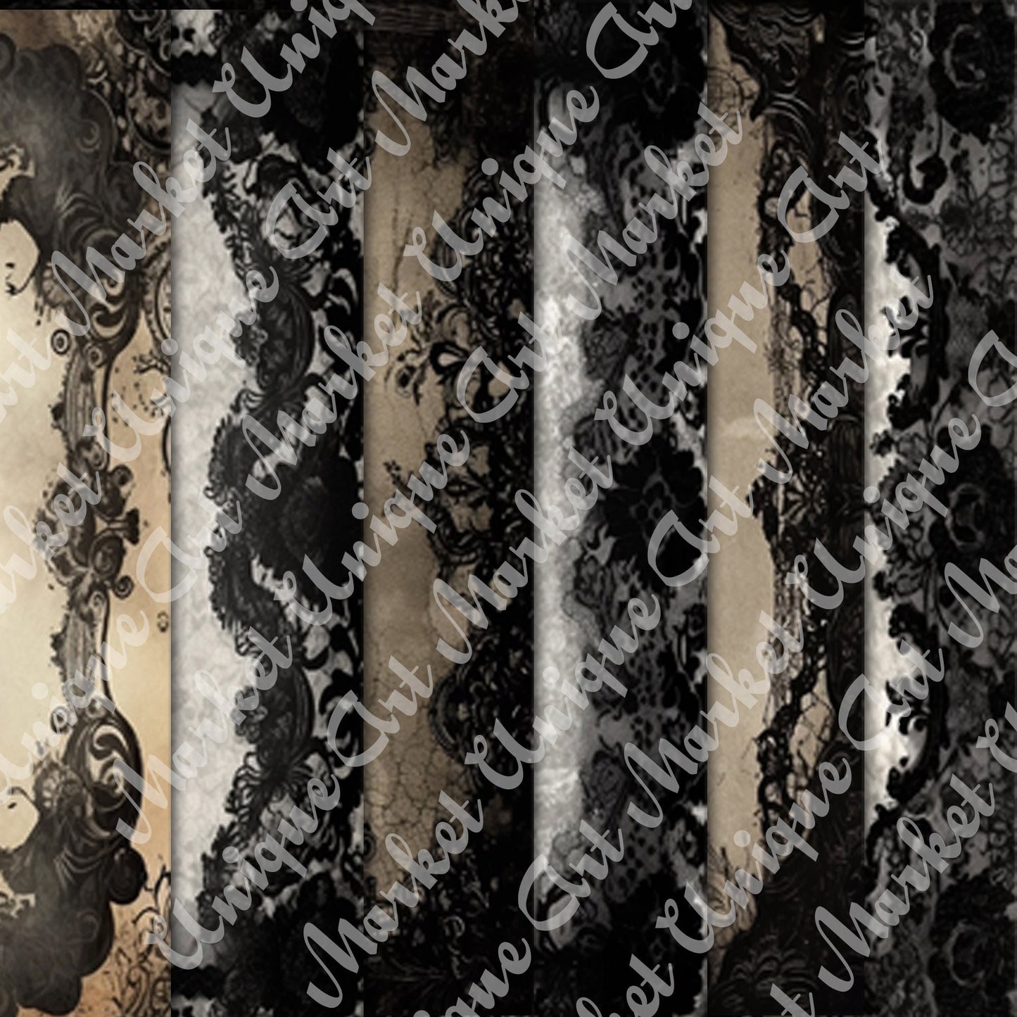 Vintage Black Lace Journal Pages, Digital Papers, Gothic Backgrounds , Scrapbooking Junk Journaling , Printable Download, Black Lace
