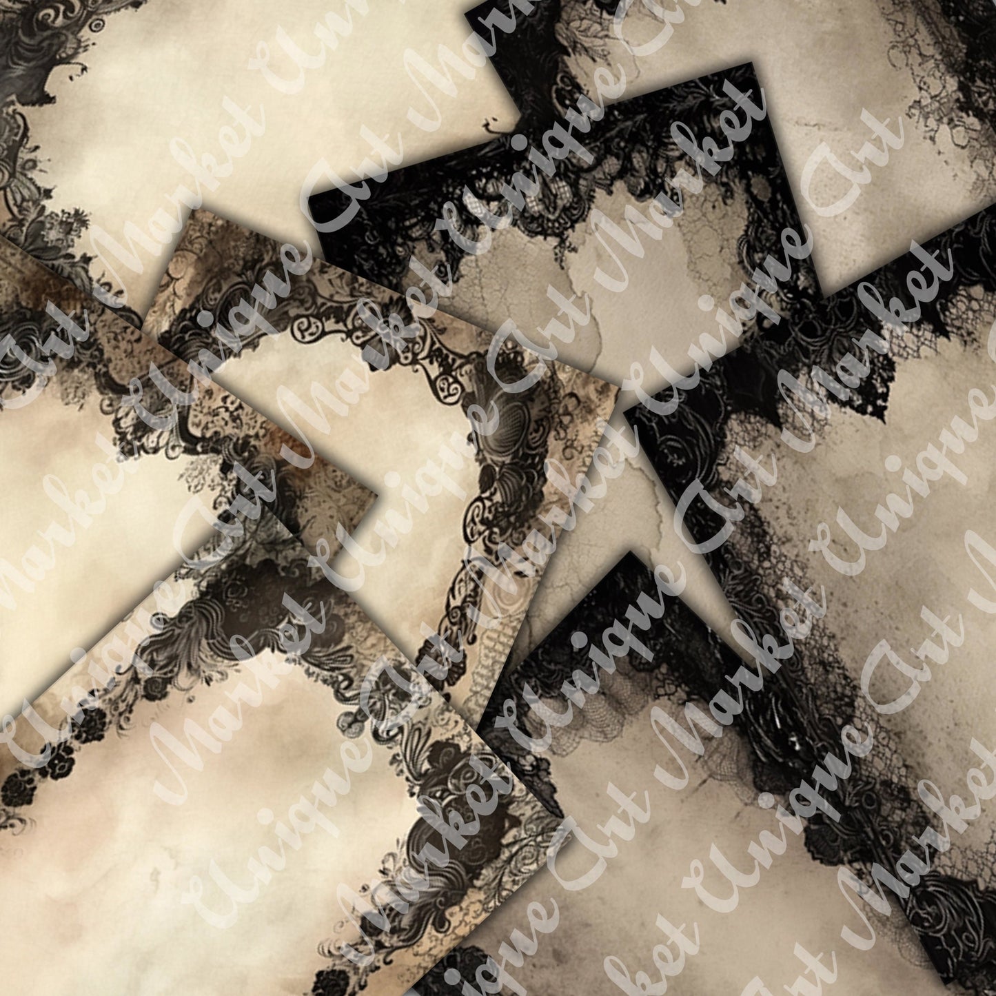 Vintage Black Lace Journal Pages, Digital Papers, Gothic Backgrounds , Scrapbooking Junk Journaling , Printable Download, Black Lace