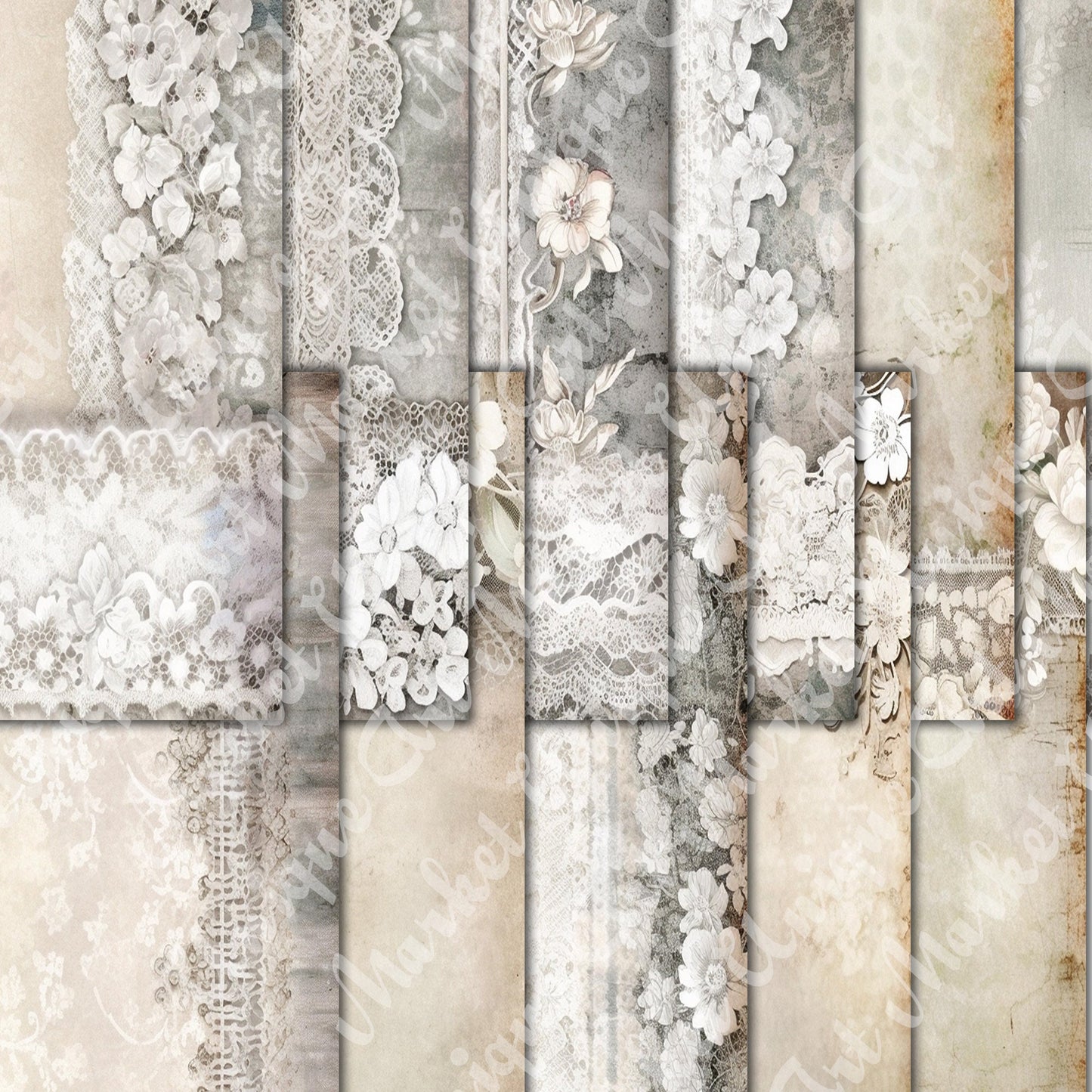 Vintage White Lace Journal Pages, V02, Digital Papers, Gothic Backgrounds , Scrapbooking Junk Journaling , Printable Download, White Lace