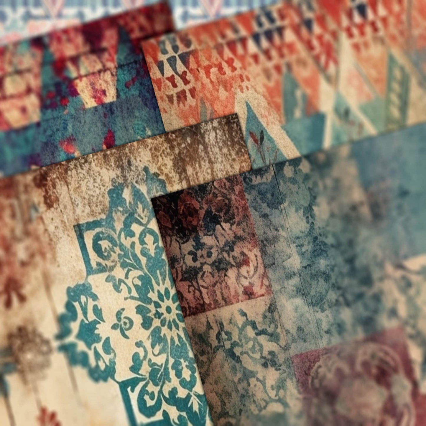 Vintage Rustic Bohemian Journal Pages , Digital Papers, boho Background , Scrapbooking Junk Journaling , rustic journal , printable . kits
