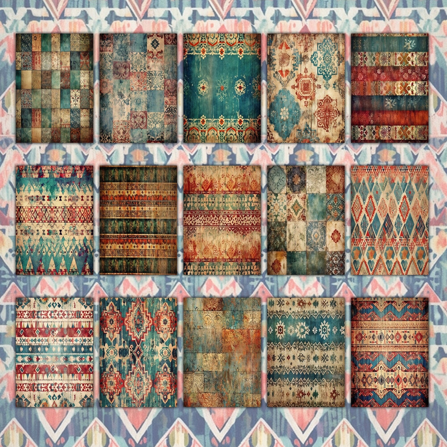 Vintage Rustic Bohemian Journal Pages , Digital Papers, boho Background , Scrapbooking Junk Journaling , rustic journal , printable . kits