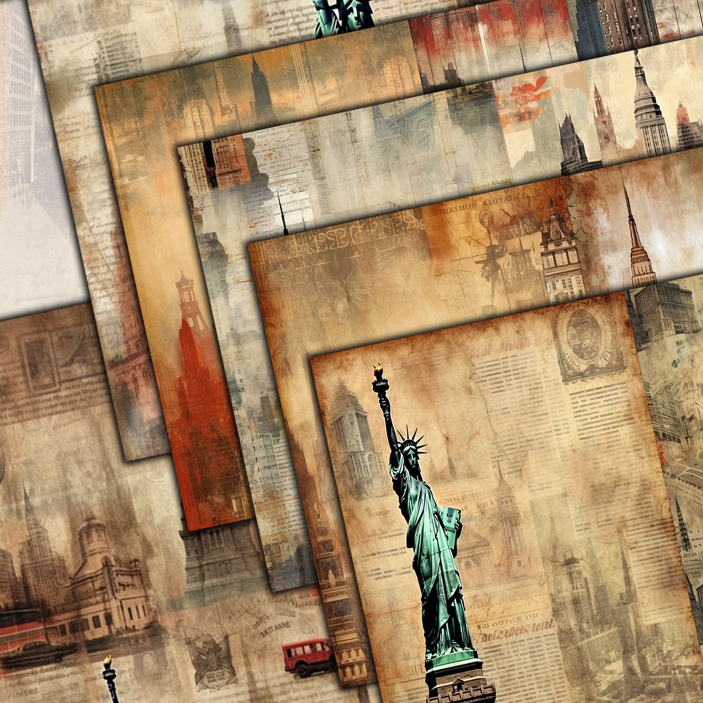 Vintage Rustic new york Journal Pages , Digital Papers, boho Background , Scrapbooking Junk Journaling , rustic journal , printable . kits
