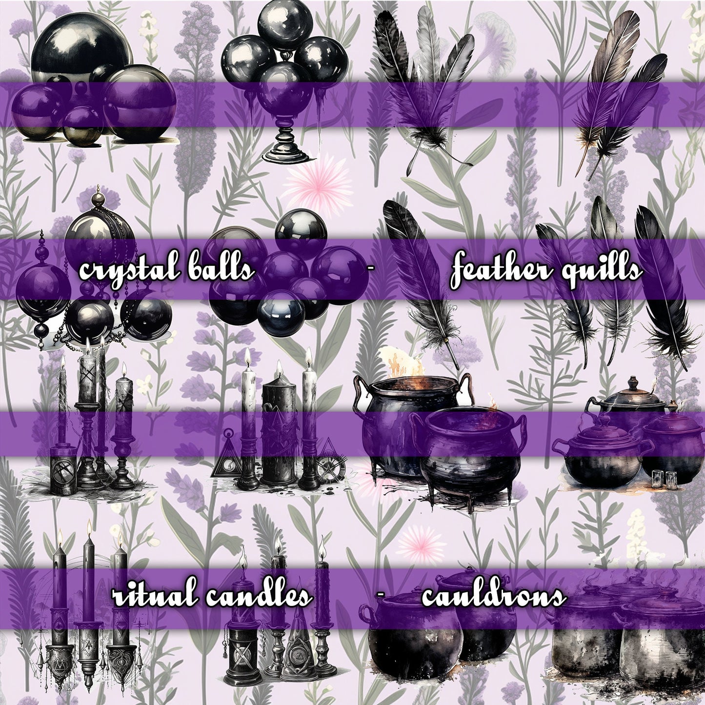 witchcraft junk journal Bundle, spells, Symbols, Tarot, Moon Phases, Gothic, skull, moon, witch, gothic black magic, fussy cuts, stickers