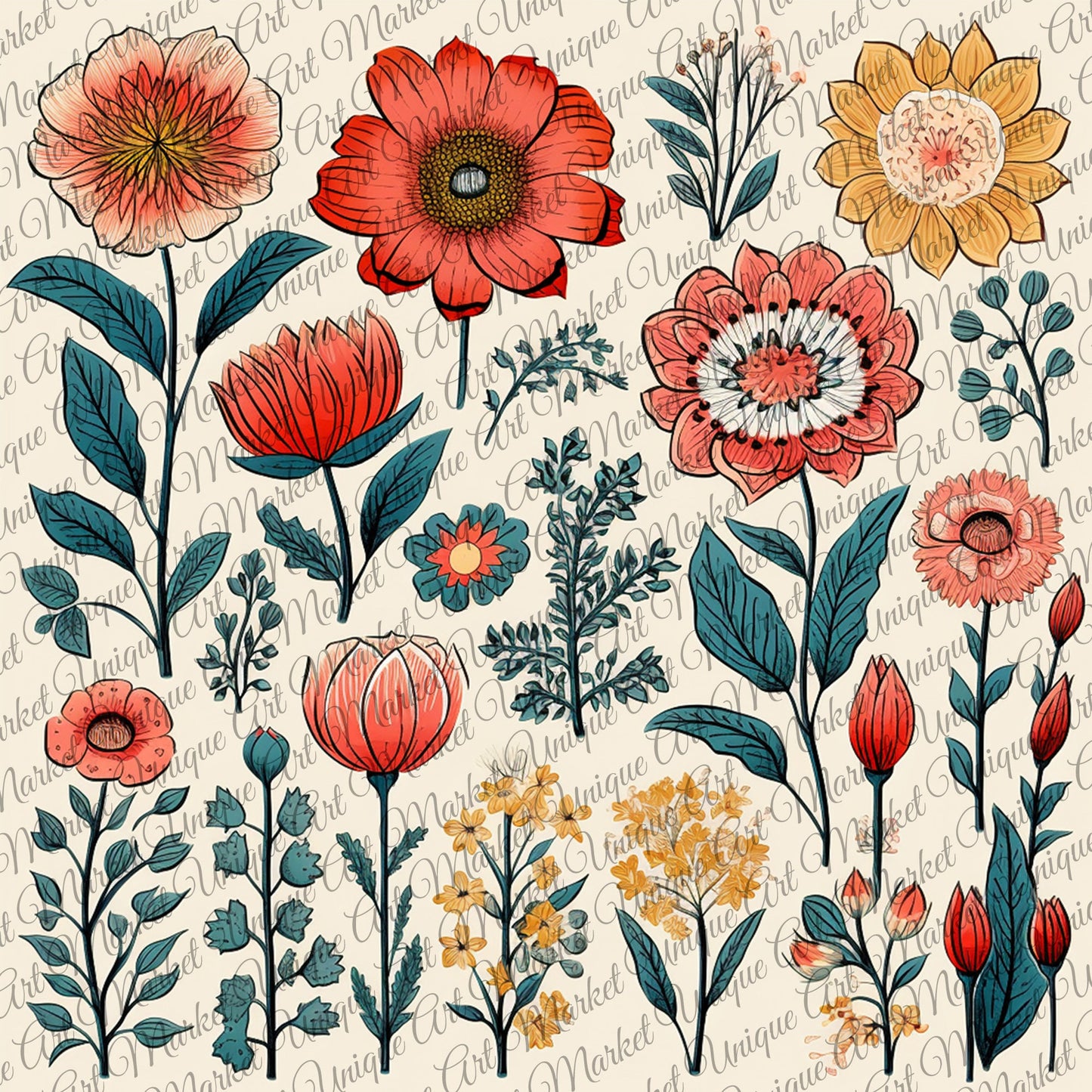 Vintage Printable Fussy Cuts Flowers Mega Pack V4, 24 Digital Fussy Cut Flower sheet, vintage, Printable Flowers, Ephemera junk Journal kit