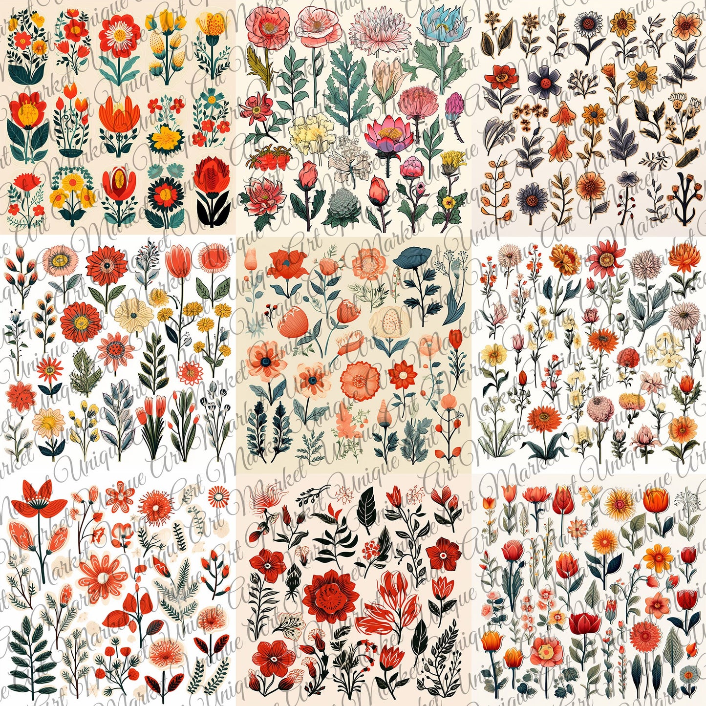 Vintage Printable Fussy Cuts Flowers Mega Pack V4, 24 Digital Fussy Cut Flower sheet, vintage, Printable Flowers, Ephemera junk Journal kit
